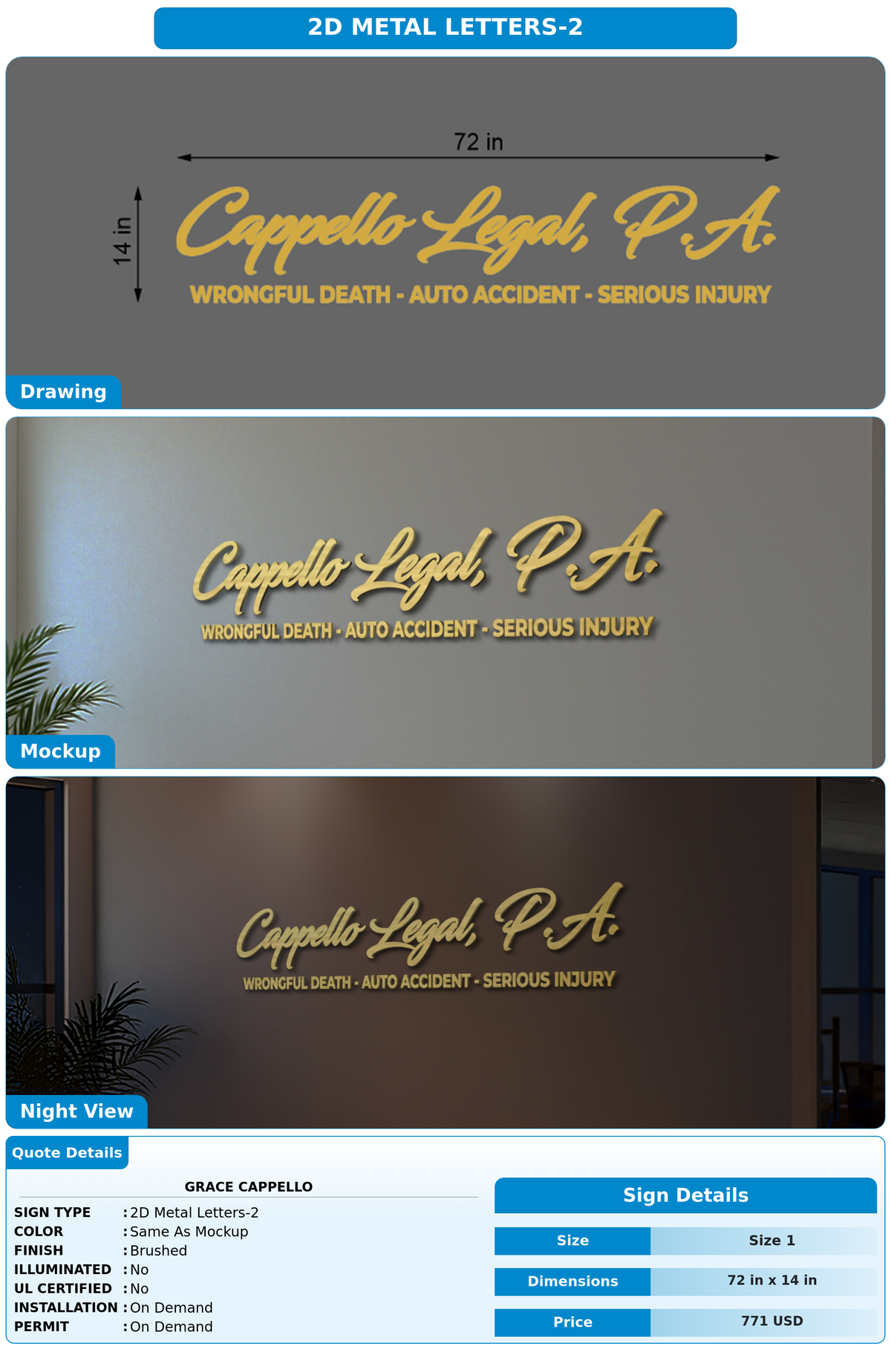 CUSTOM MOCKUP SIGN FOR Grace Cappello