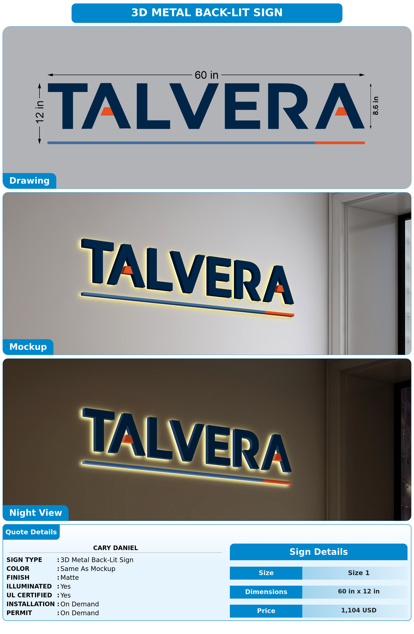 CUSTOM MOCKUP SIGN FOR Cary Daniel