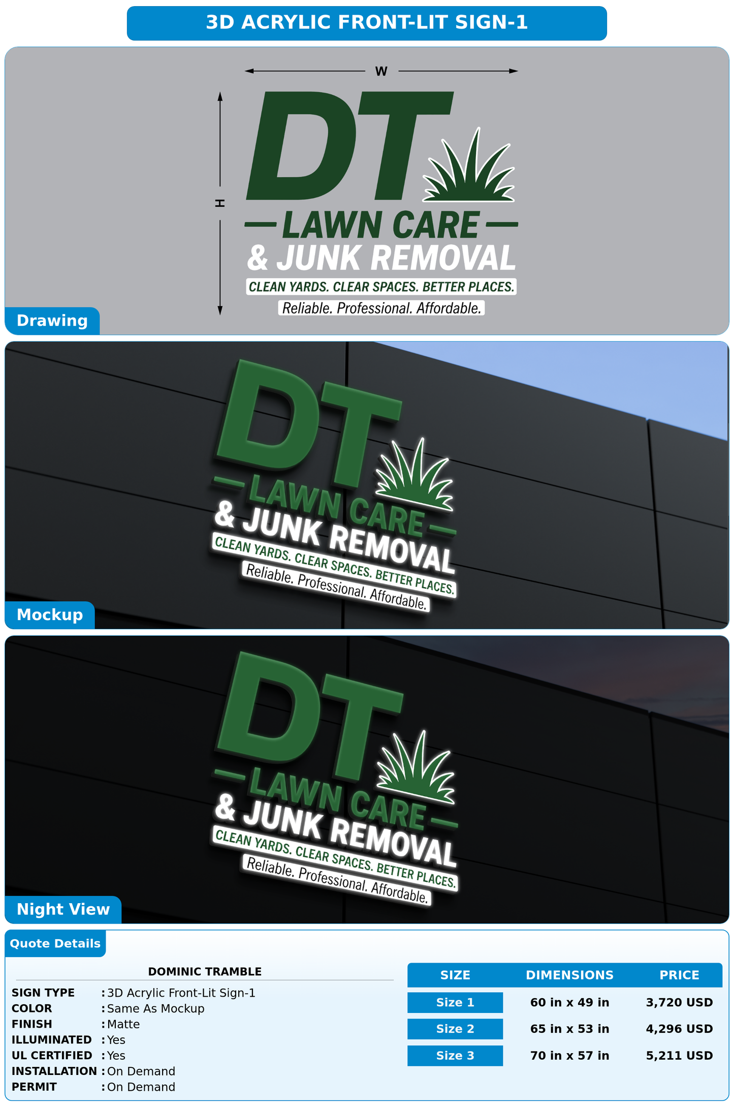 CUSTOM MOCKUP SIGN FOR Dominic Tramble