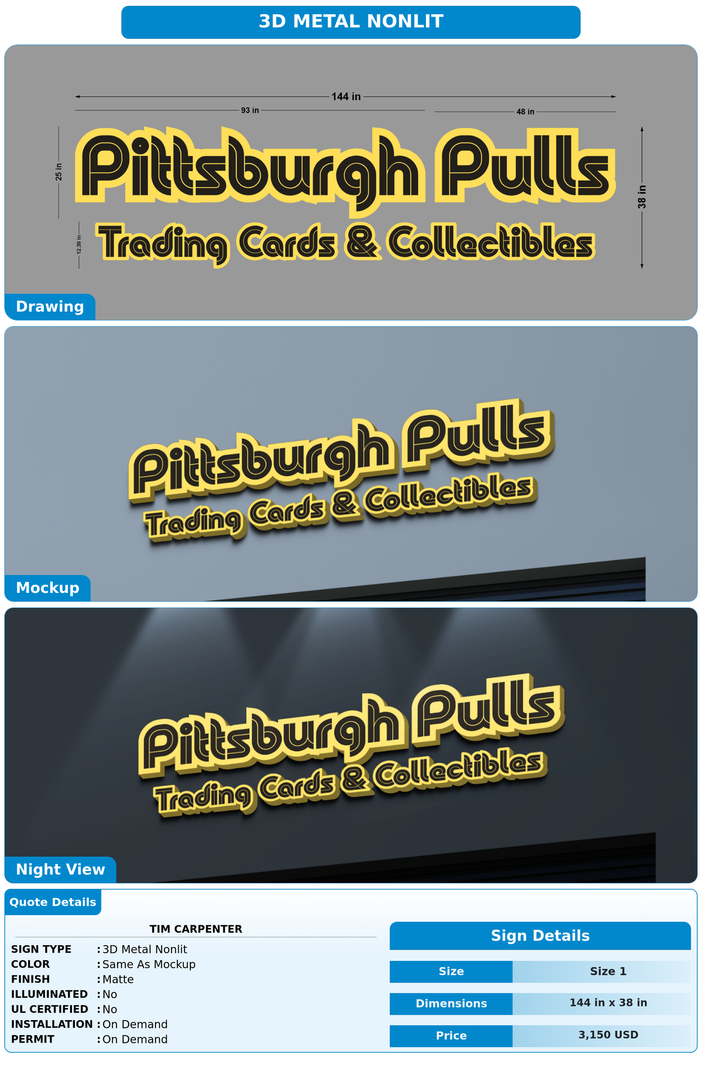 CUSTOM MOCKUP SIGN FOR Tim Carpenter