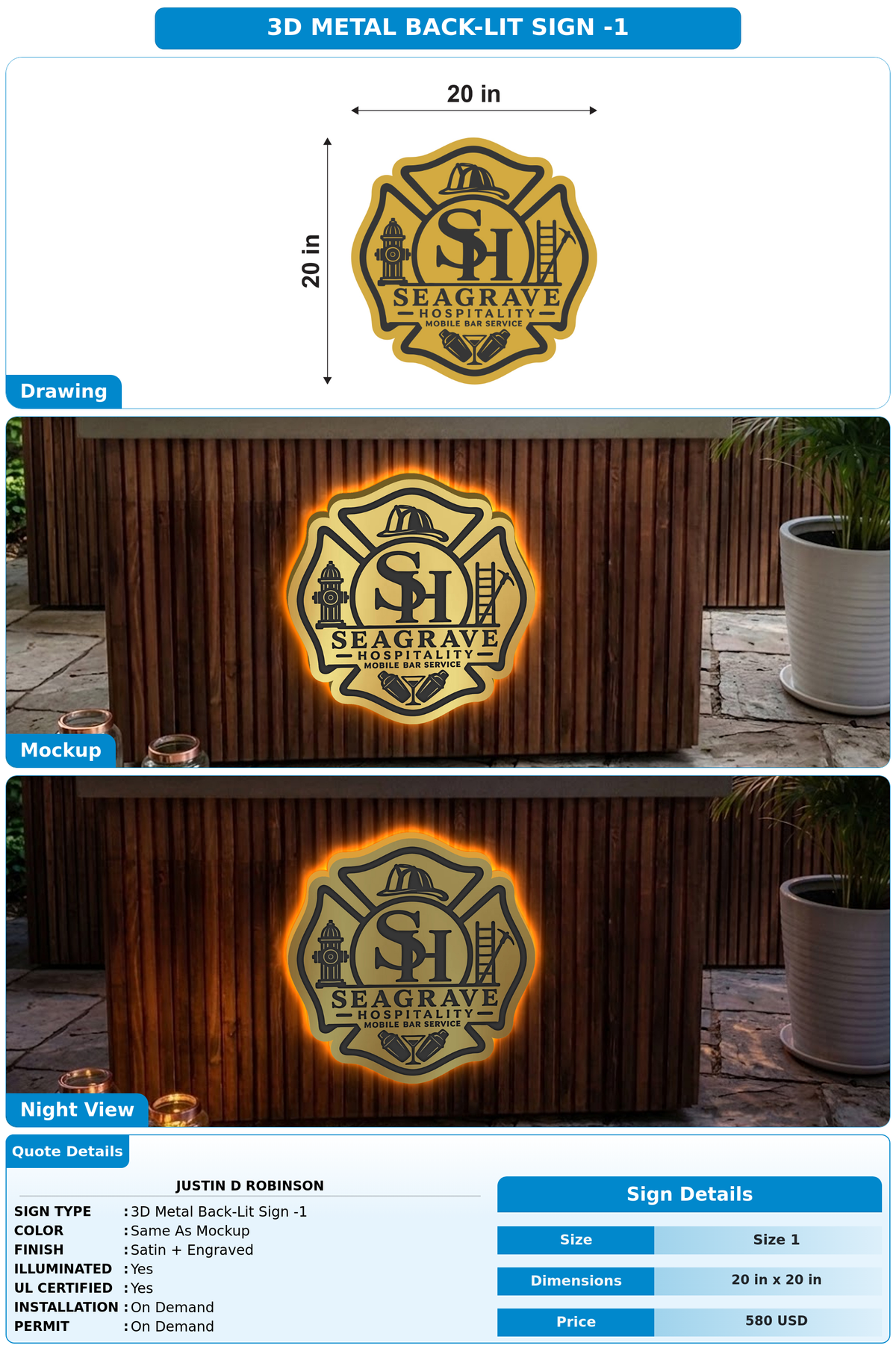 CUSTOM MOCKUP SIGN FOR Justin D Robinson