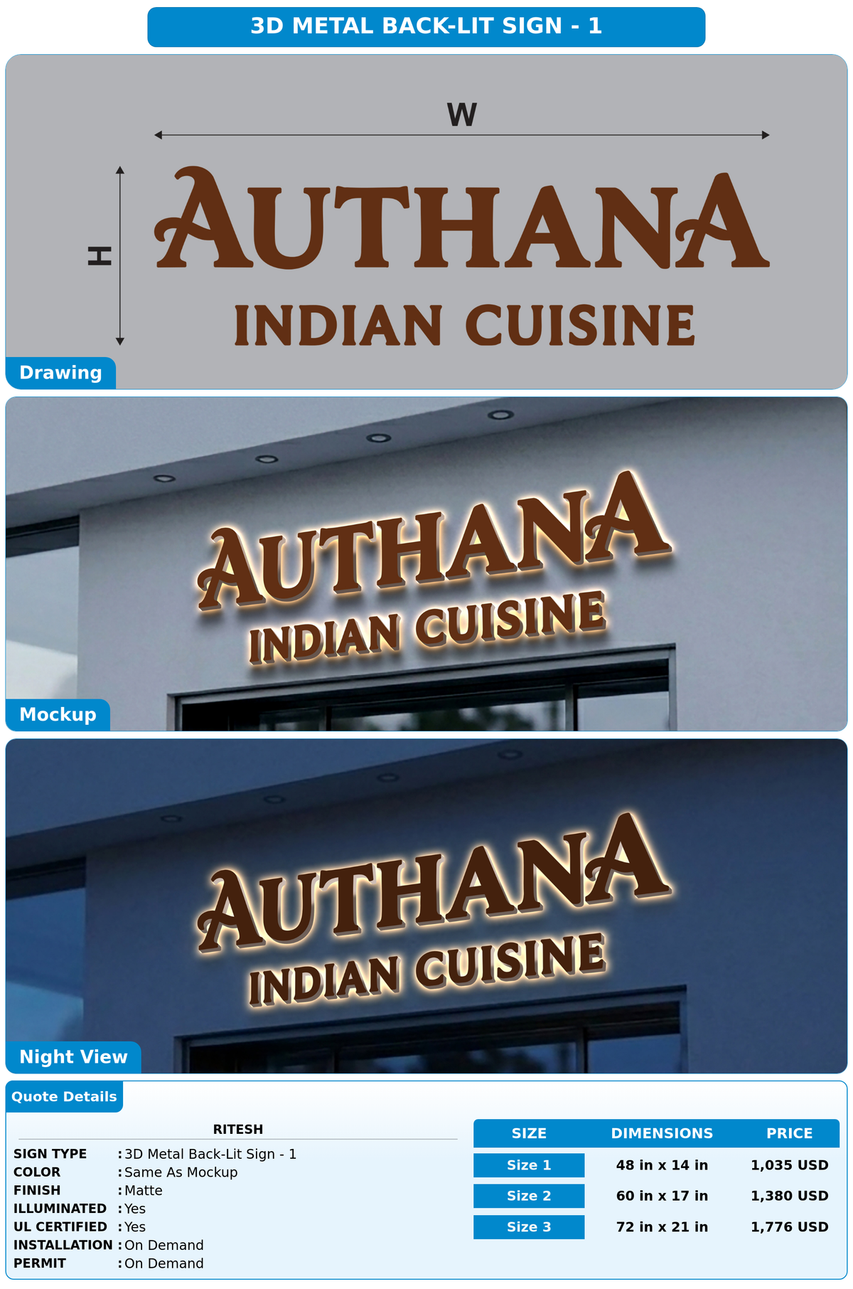 CUSTOM MOCKUP SIGN FOR Ritesh