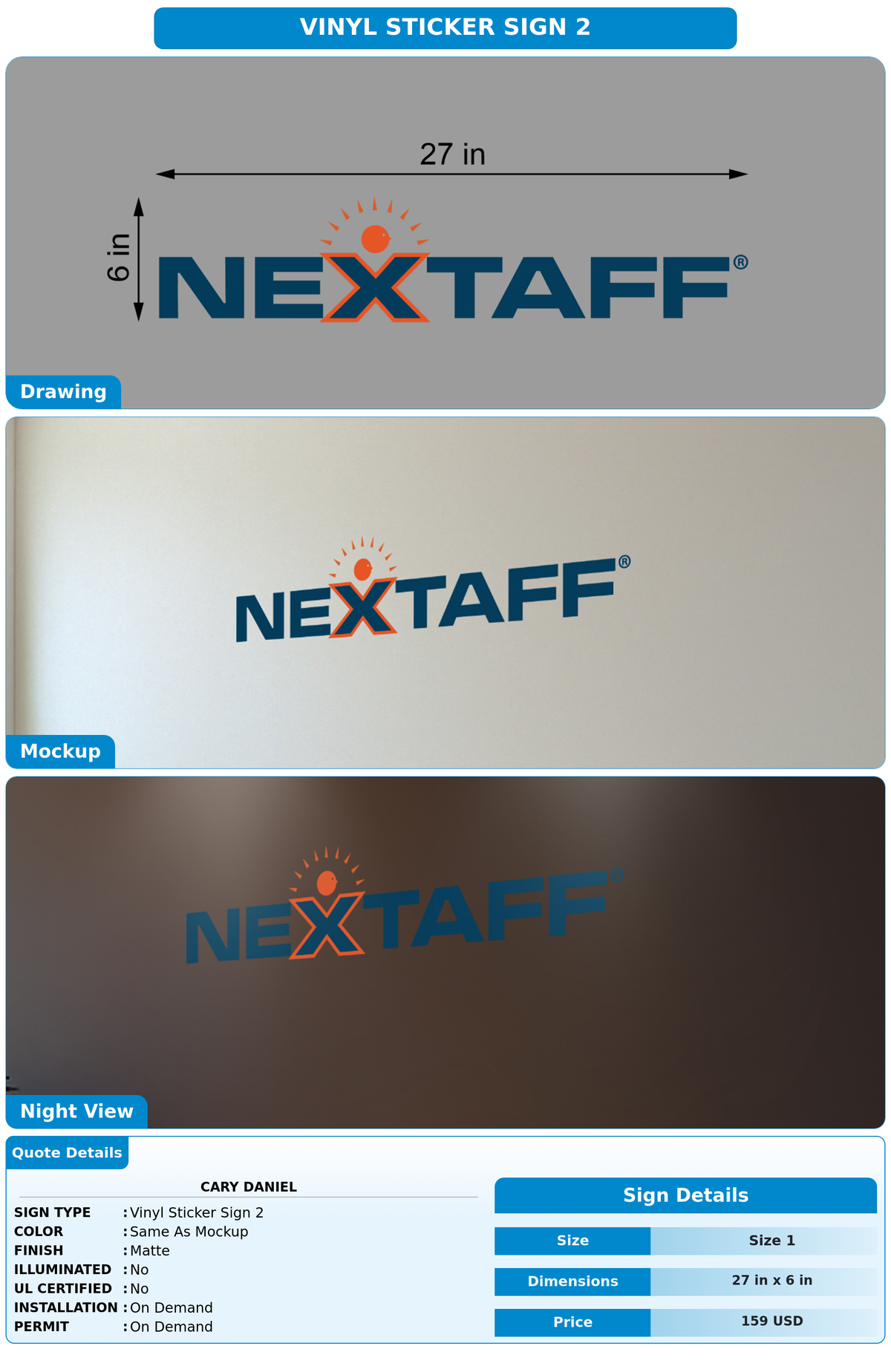 CUSTOM MOCKUP SIGN FOR Cary Daniel