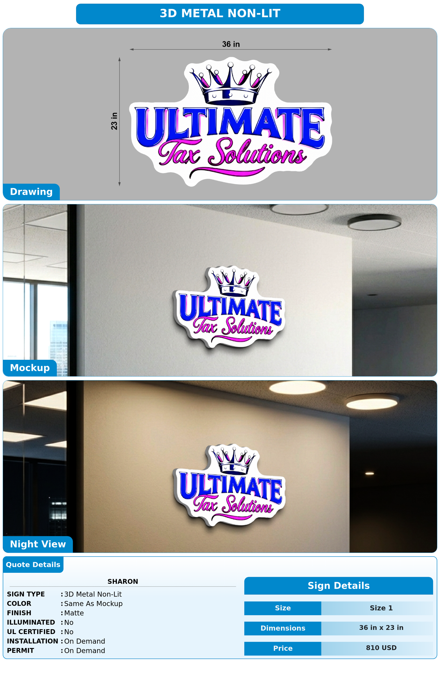 CUSTOM MOCKUP SIGN FOR Sharon