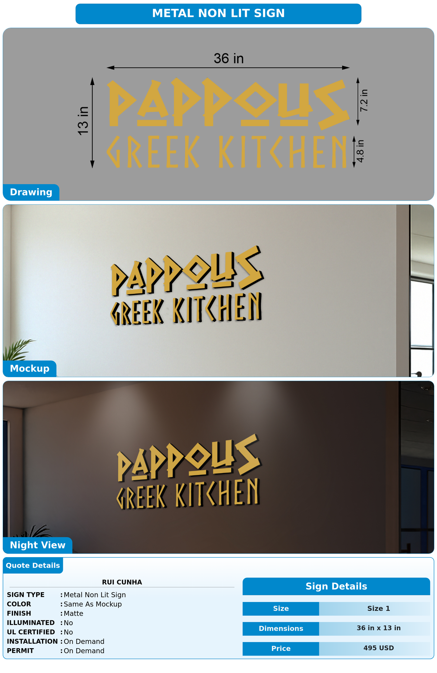 CUSTOM MOCKUP SIGN FOR Rui Cunha