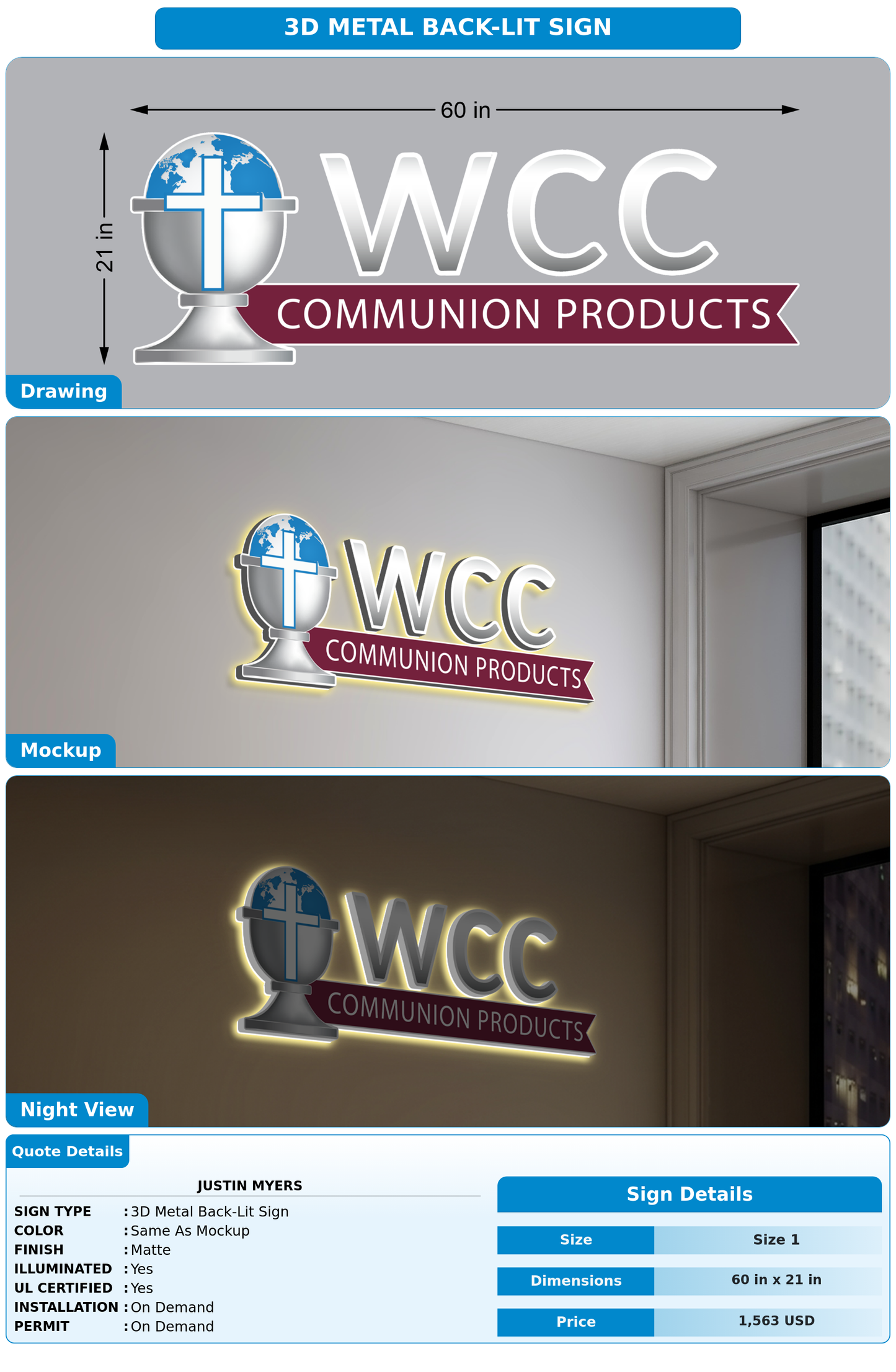 CUSTOM MOCKUP SIGN FOR Justin Myers