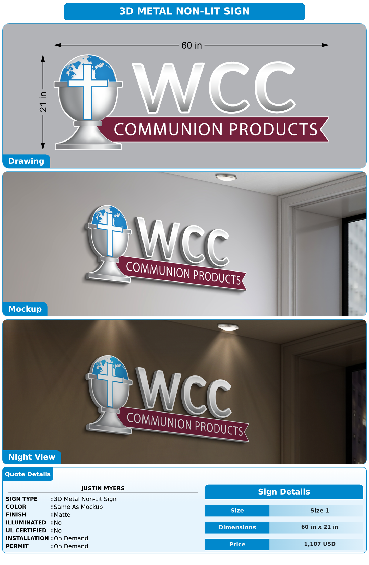 CUSTOM MOCKUP SIGN FOR Justin Myers