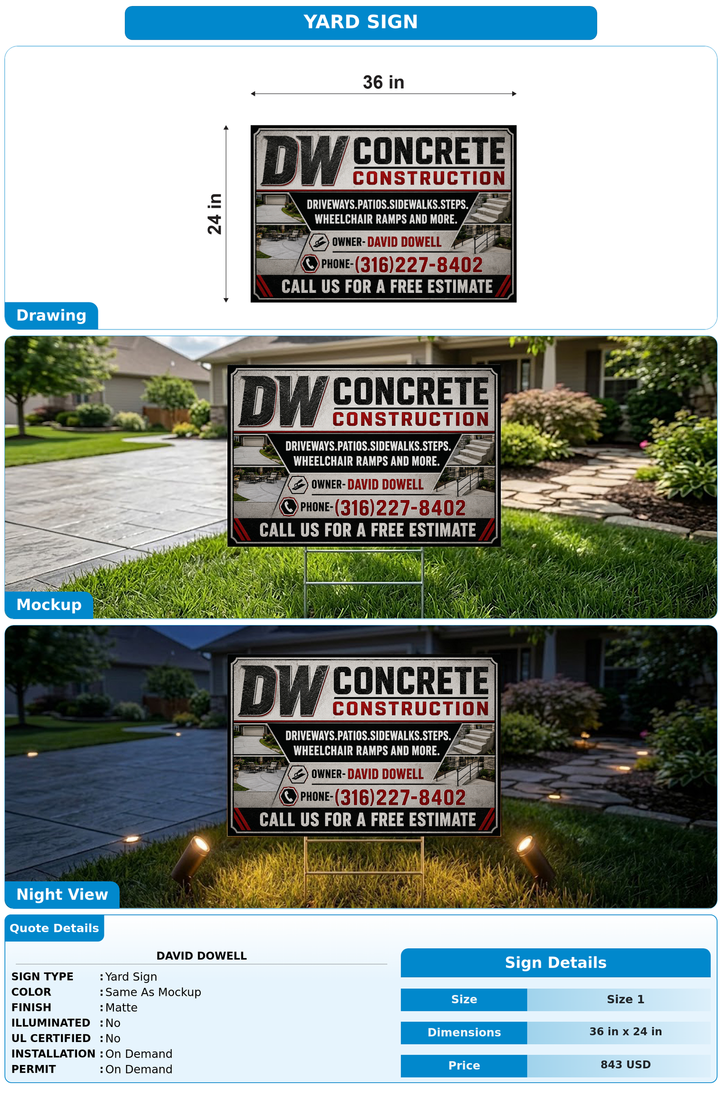 CUSTOM MOCKUP SIGN FOR David dowell