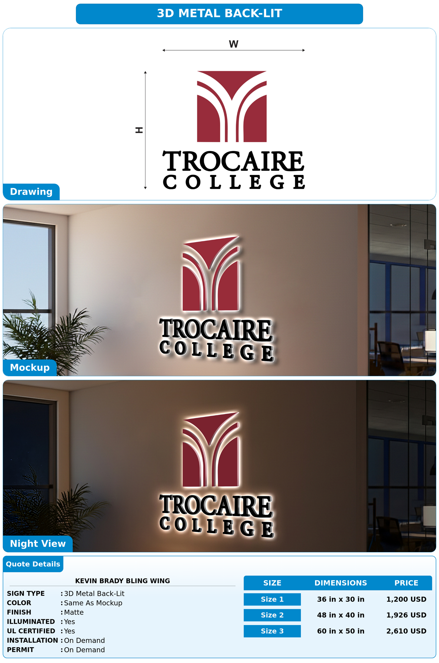 CUSTOM MOCKUP SIGN FOR Kevin Brady Bling Wing