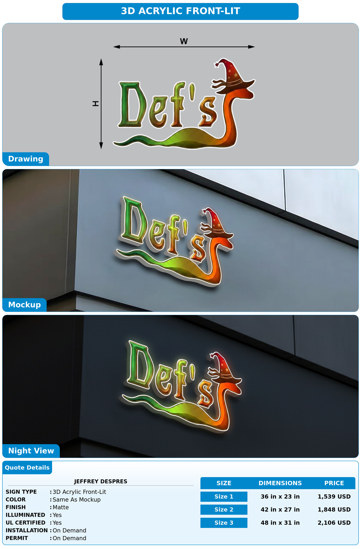 CUSTOM MOCKUP SIGN FOR Jeffrey Despres