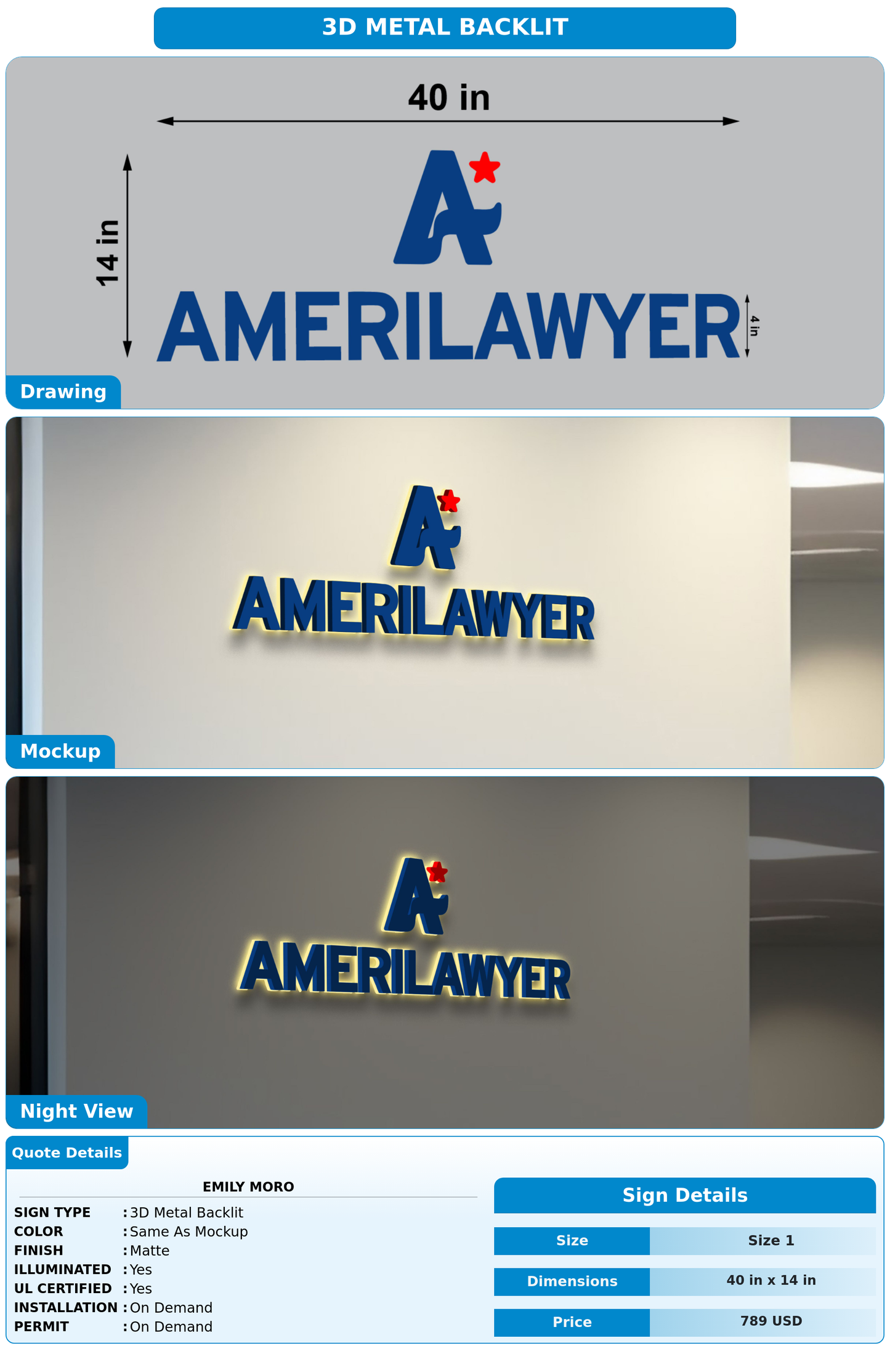 CUSTOM MOCKUP SIGN FOR Emily Moro