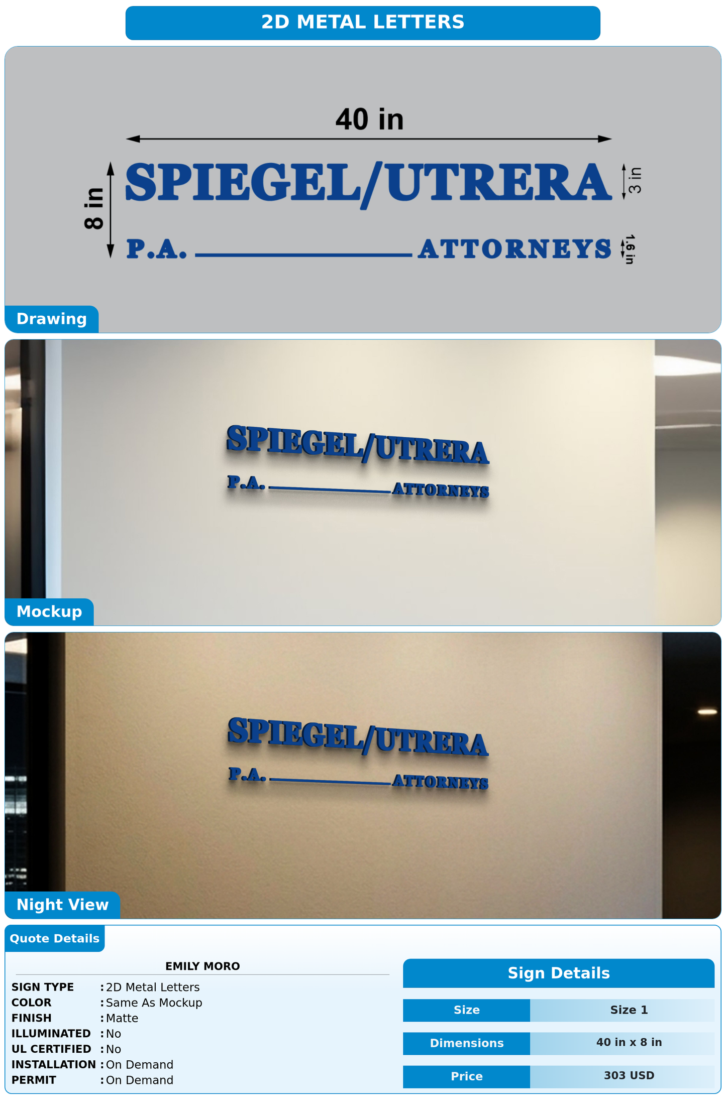 CUSTOM MOCKUP SIGN FOR Emily Moro