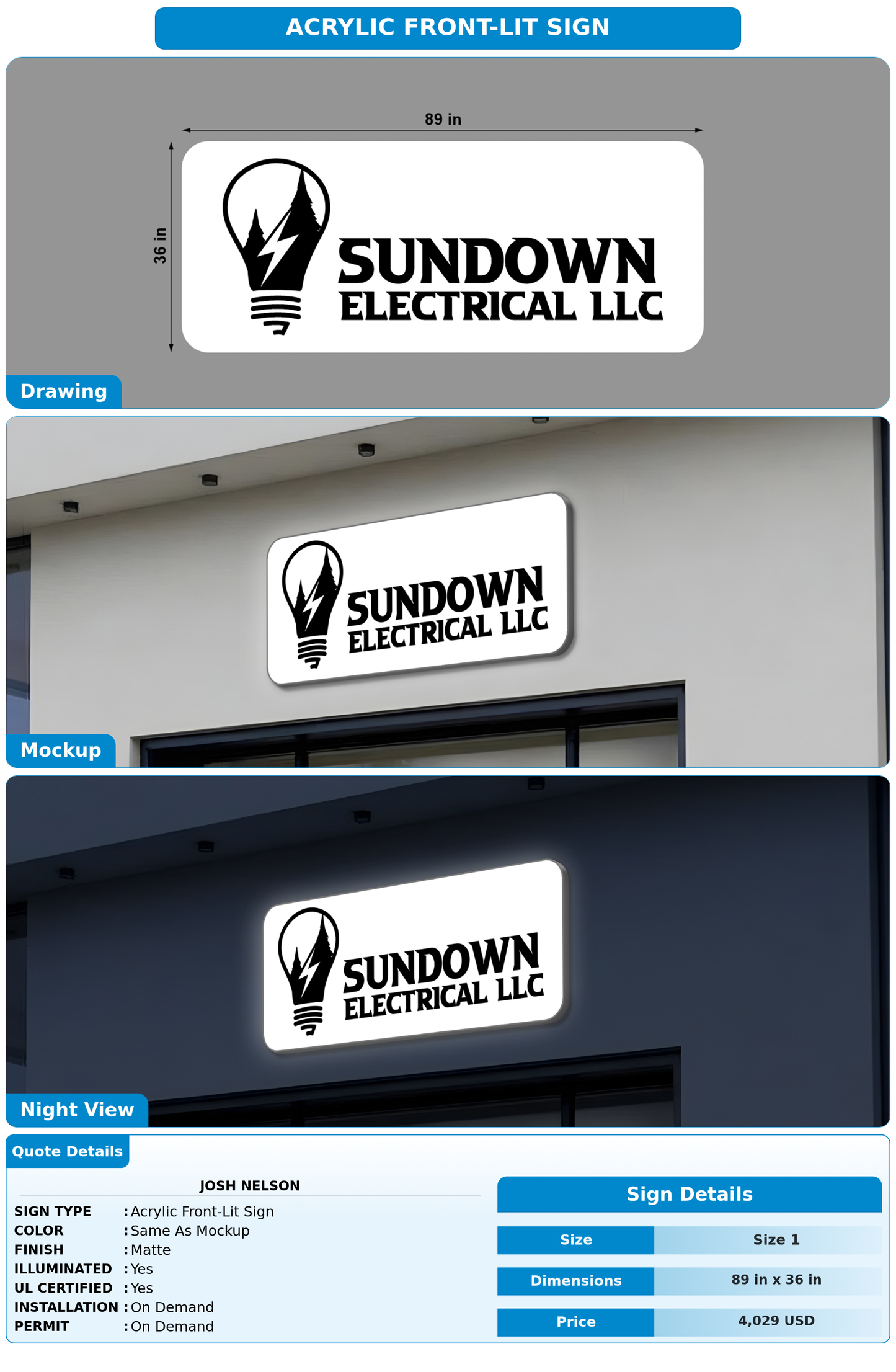 CUSTOM MOCKUP SIGN FOR Josh Nelson