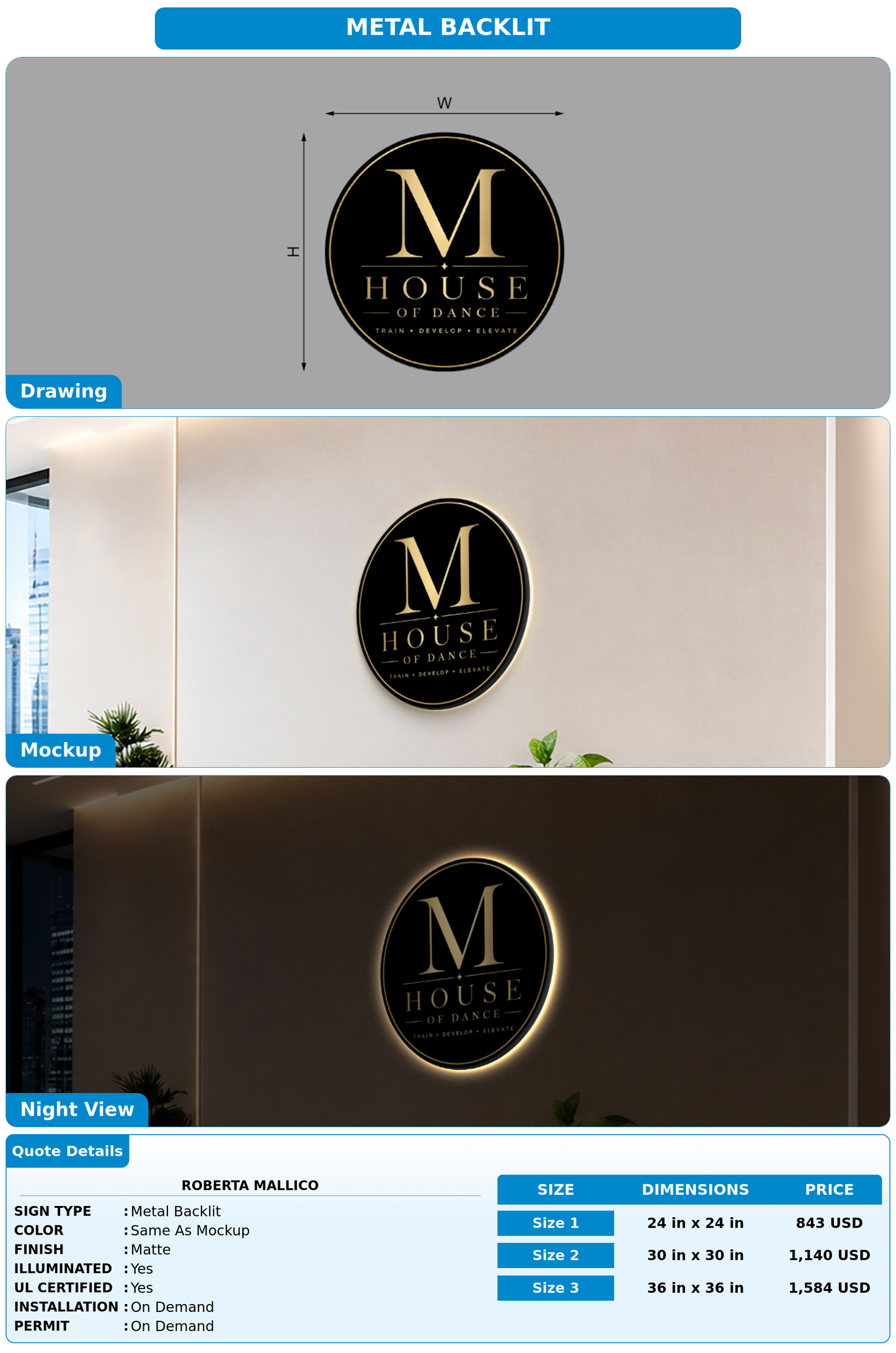 CUSTOM MOCKUP SIGN FOR Roberta Mallico