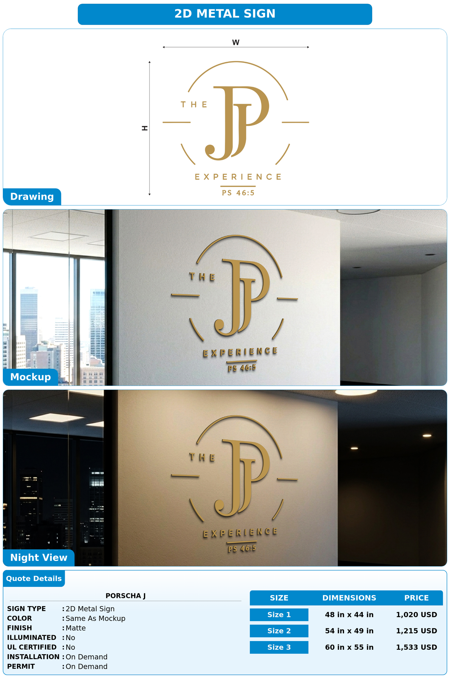 CUSTOM MOCKUP SIGN FOR Porscha j