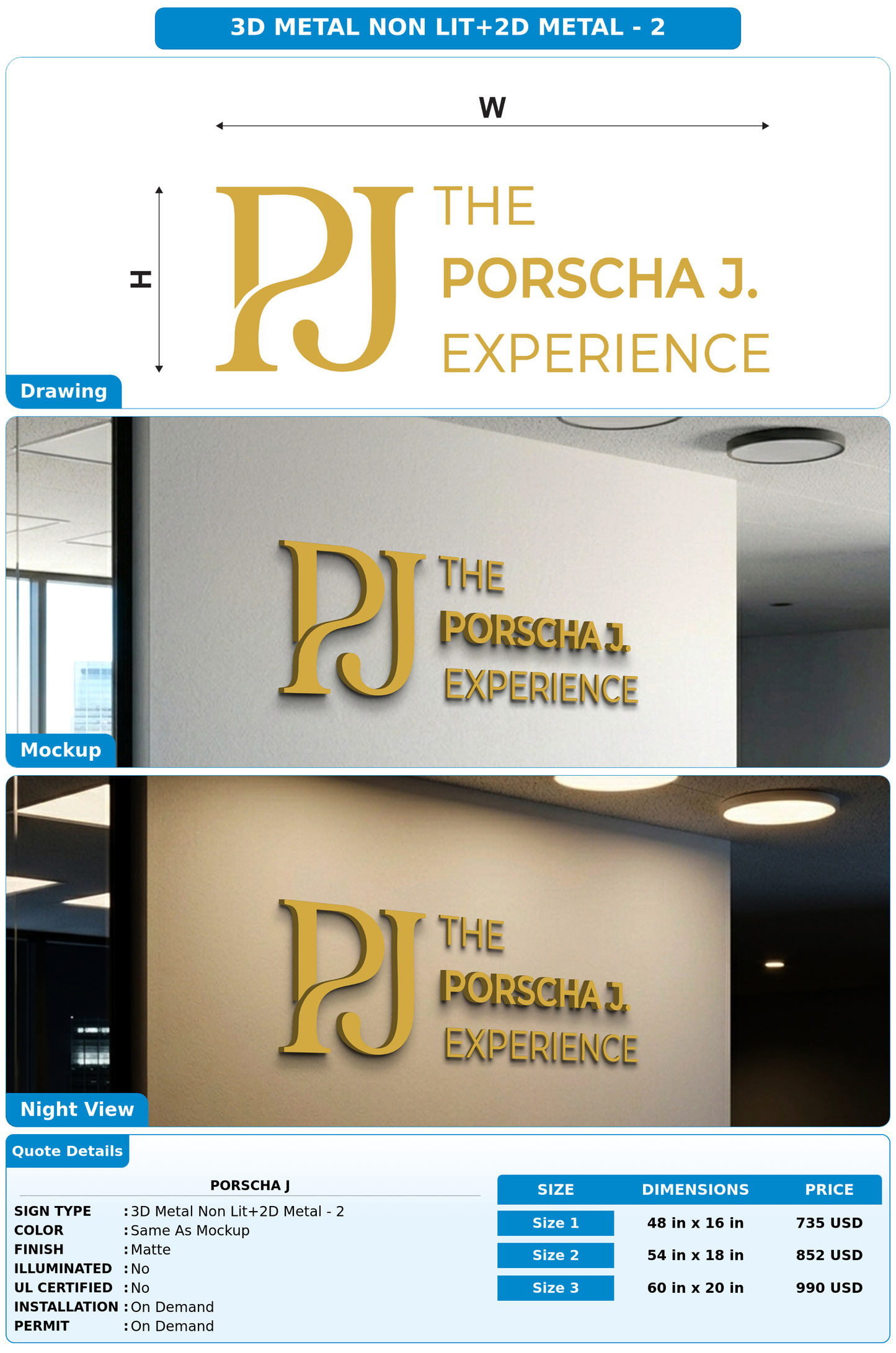 CUSTOM MOCKUP SIGN FOR Porscha j
