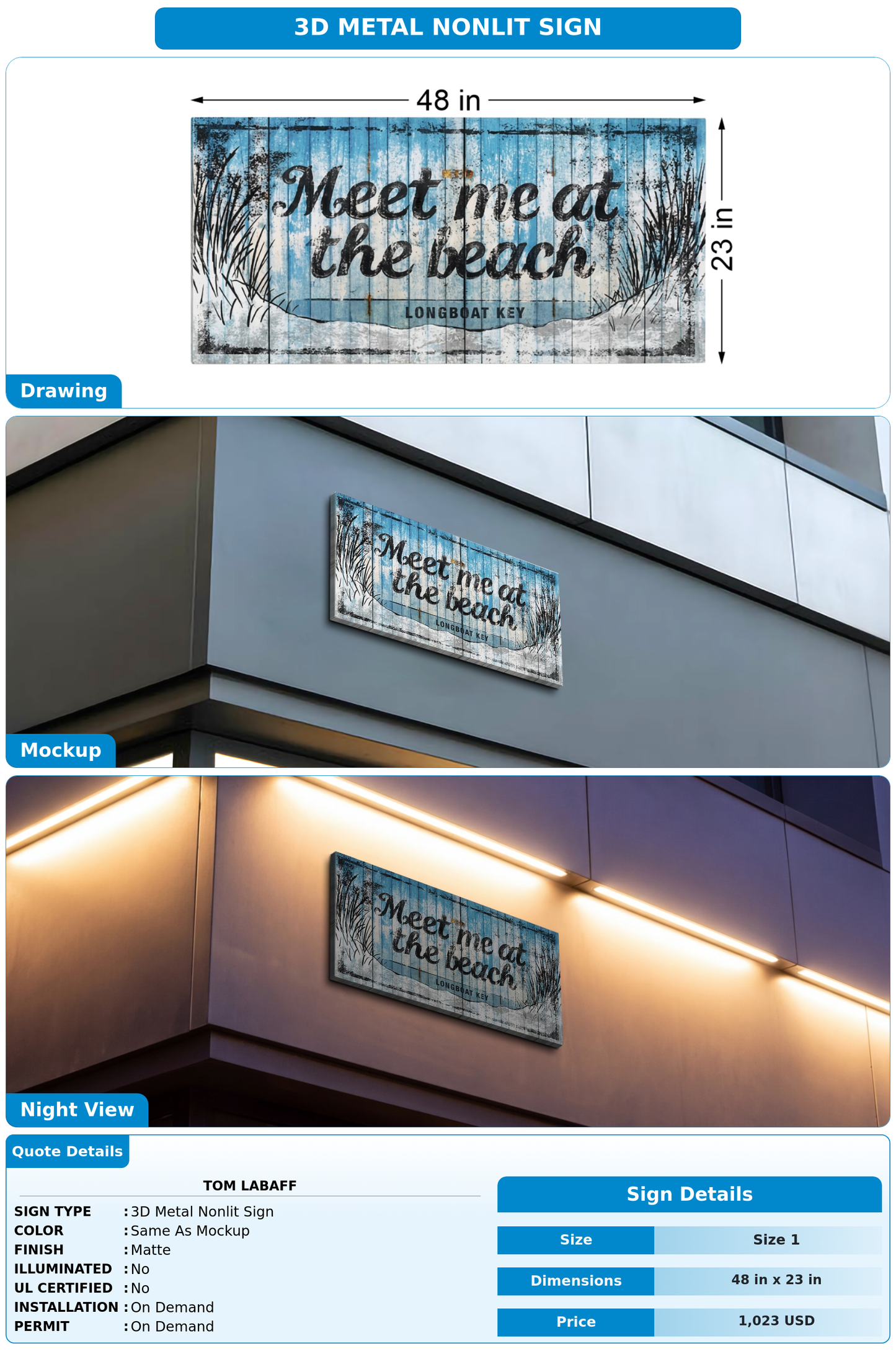 CUSTOM MOCKUP SIGN FOR Tom LaBaff