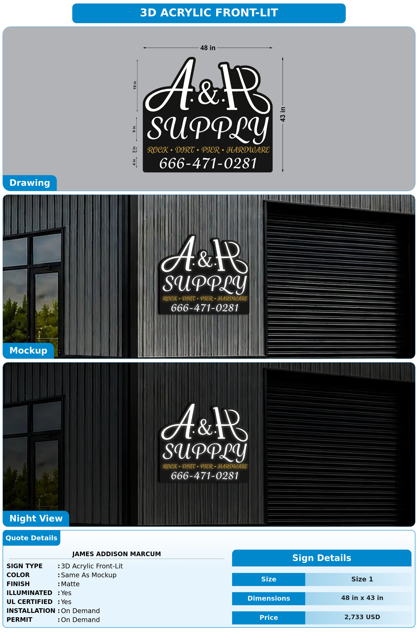 CUSTOM MOCKUP SIGN FOR James Addison Marcum