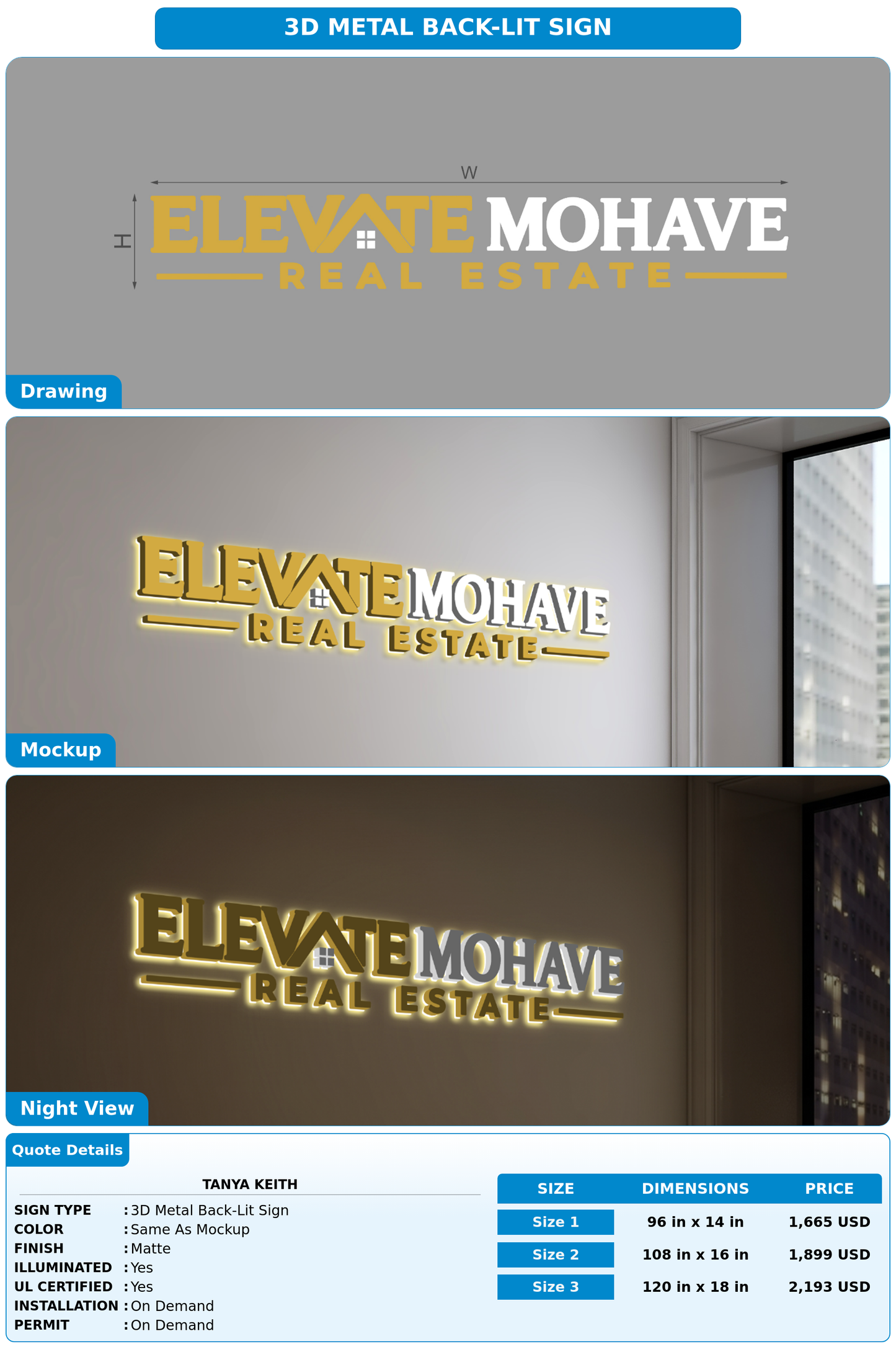 CUSTOM MOCKUP SIGN FOR Tanya Keith