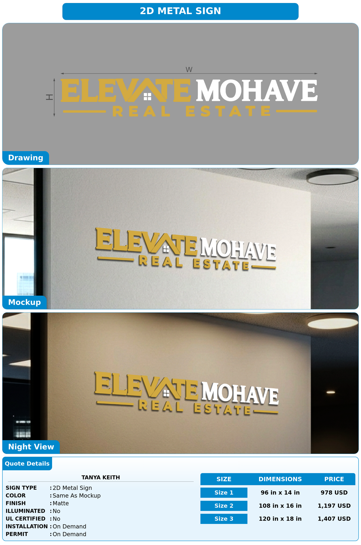 CUSTOM MOCKUP SIGN FOR Tanya Keith