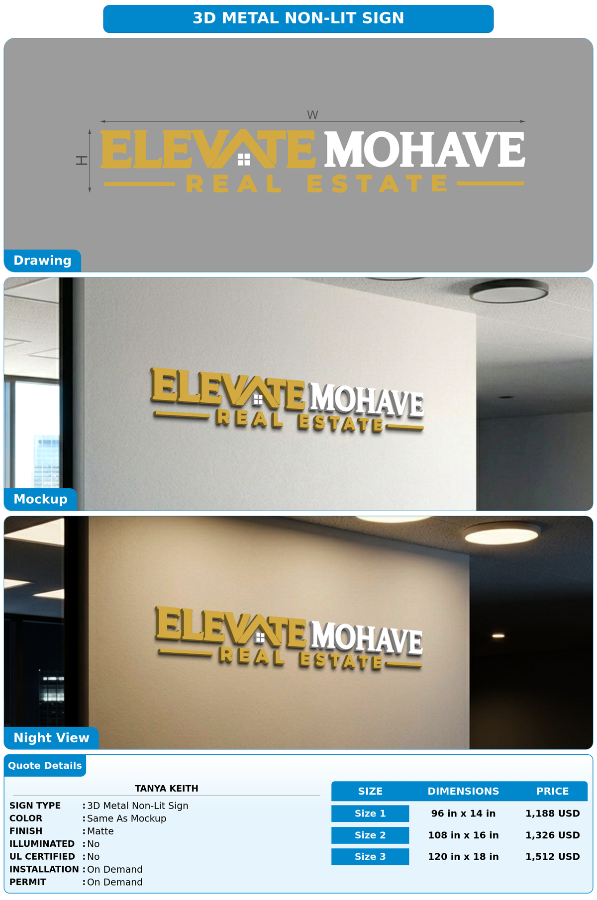 CUSTOM MOCKUP SIGN FOR Tanya Keith
