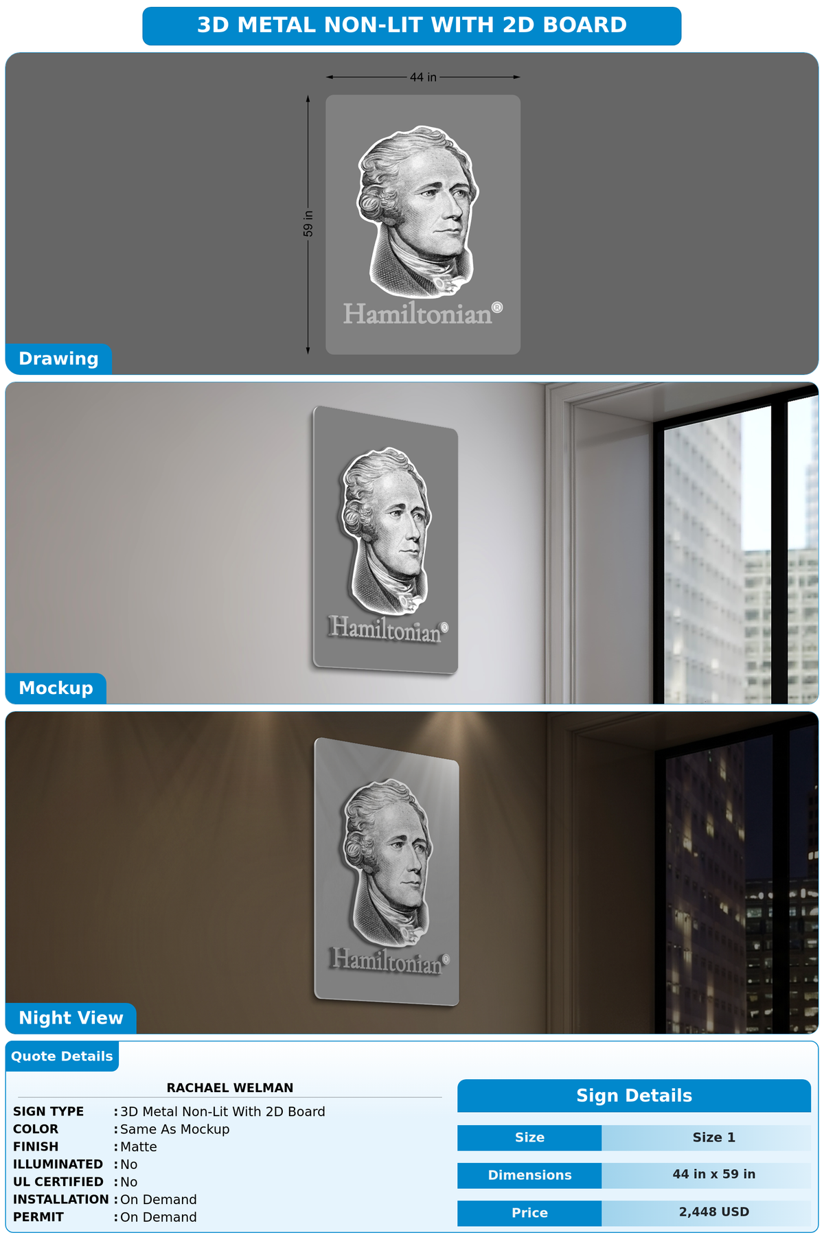 CUSTOM MOCKUP SIGN FOR Rachael Welman