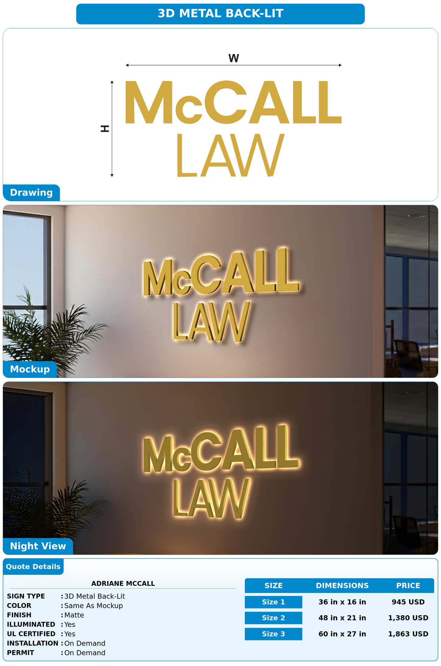 CUSTOM MOCKUP SIGN FOR Adriane McCall