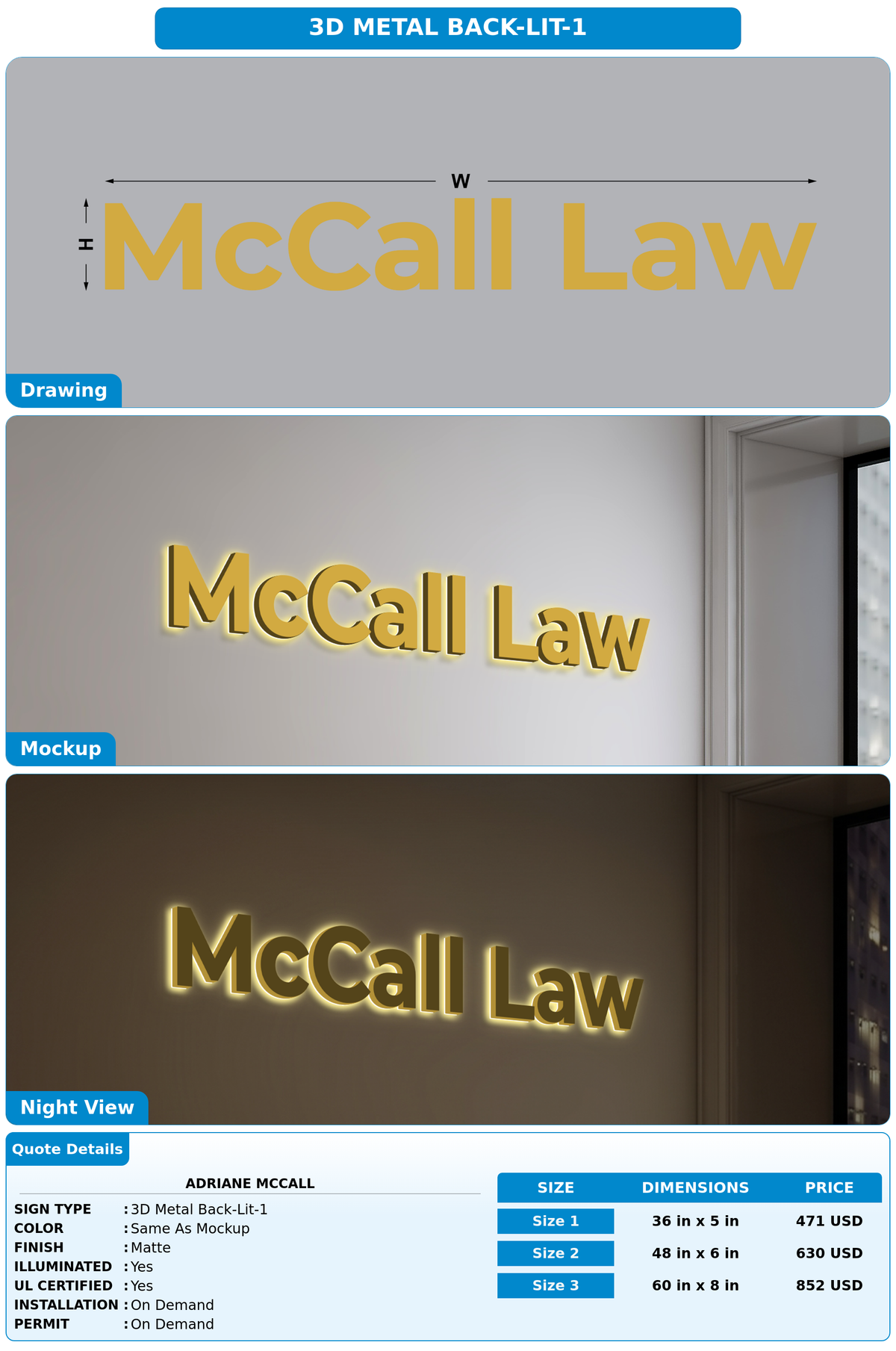 CUSTOM MOCKUP SIGN FOR Adriane McCall