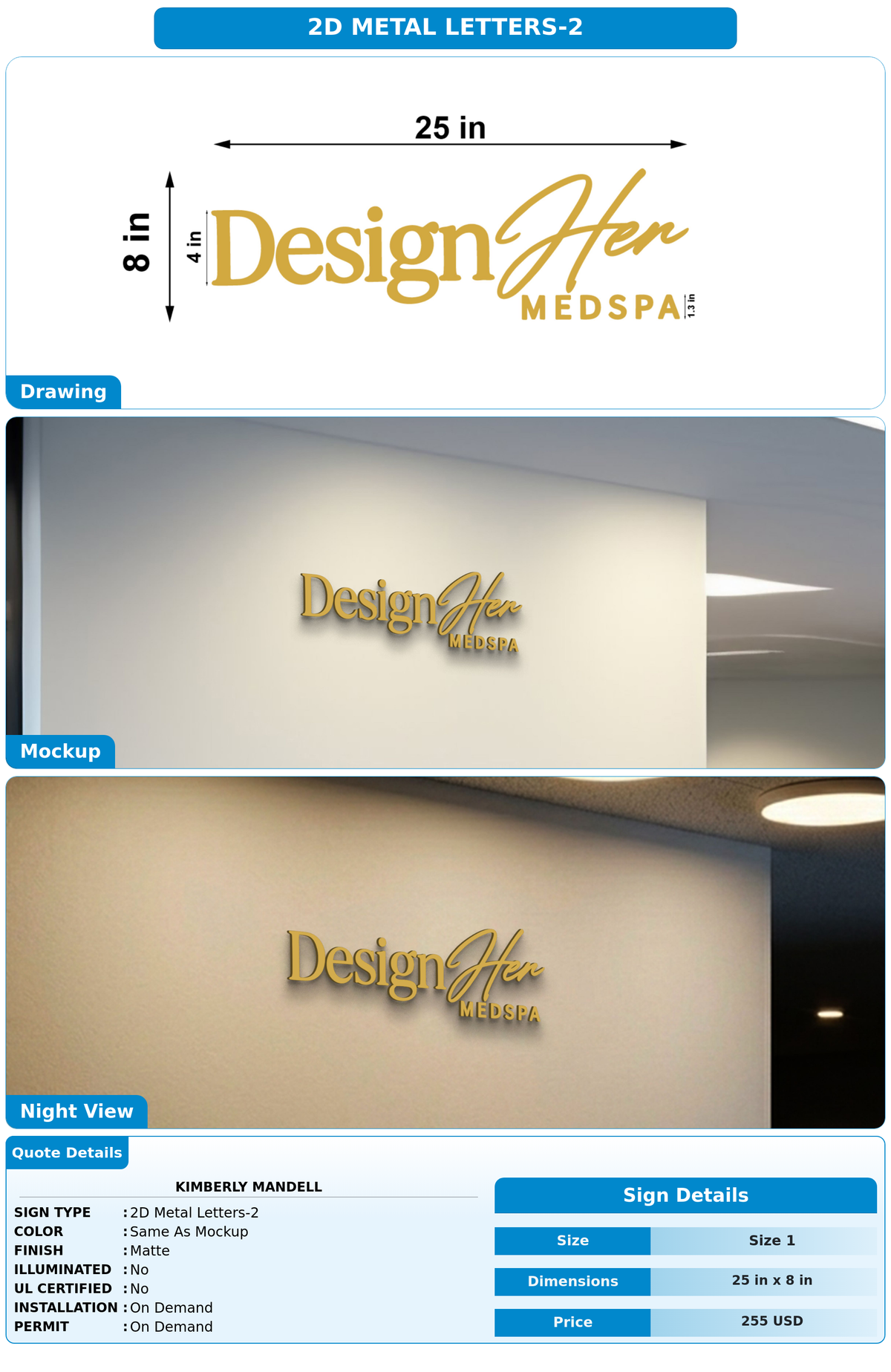 CUSTOM MOCKUP SIGN FOR Kimberly Mandell