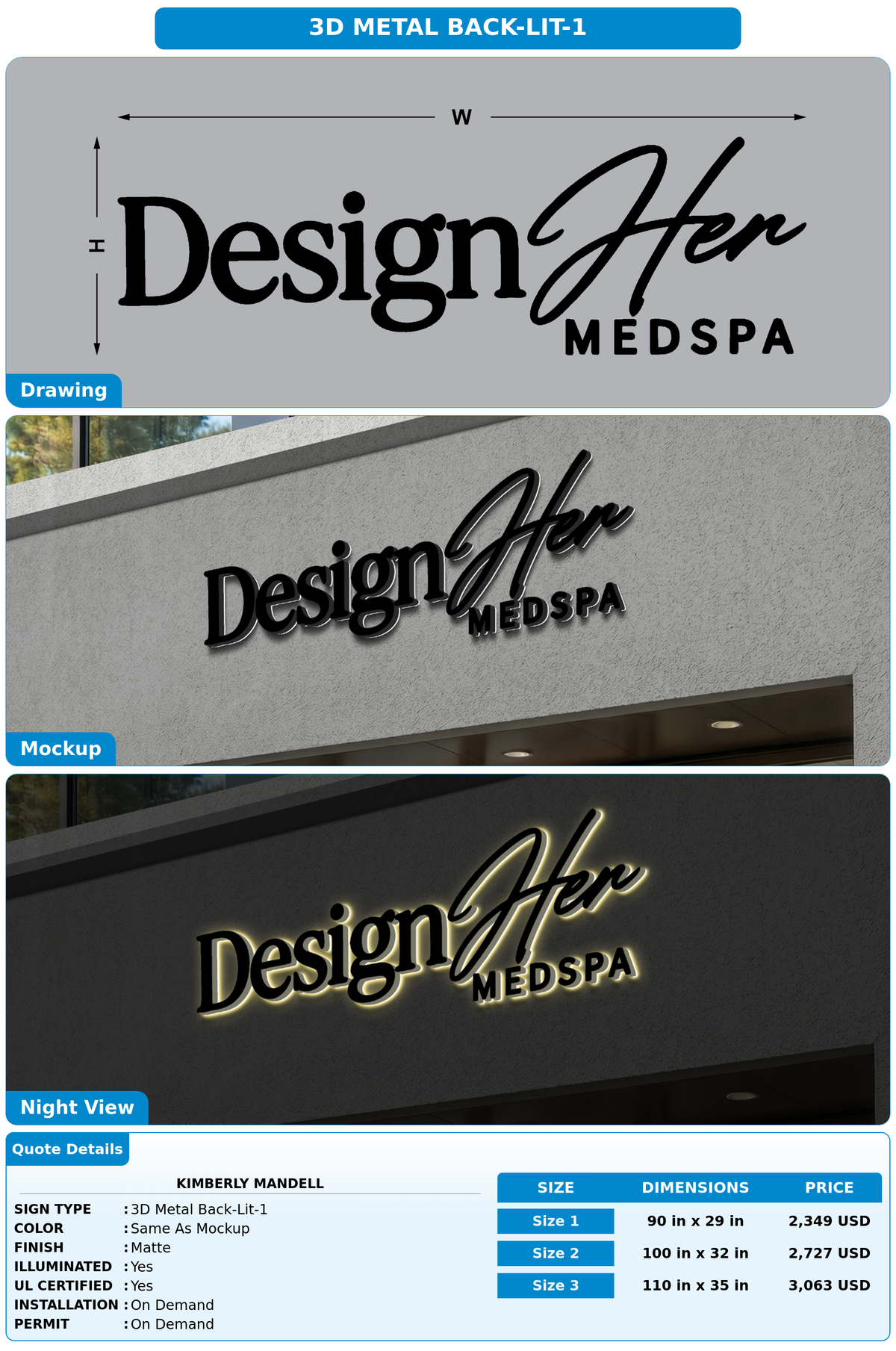 CUSTOM MOCKUP SIGN FOR Kimberly Mandell