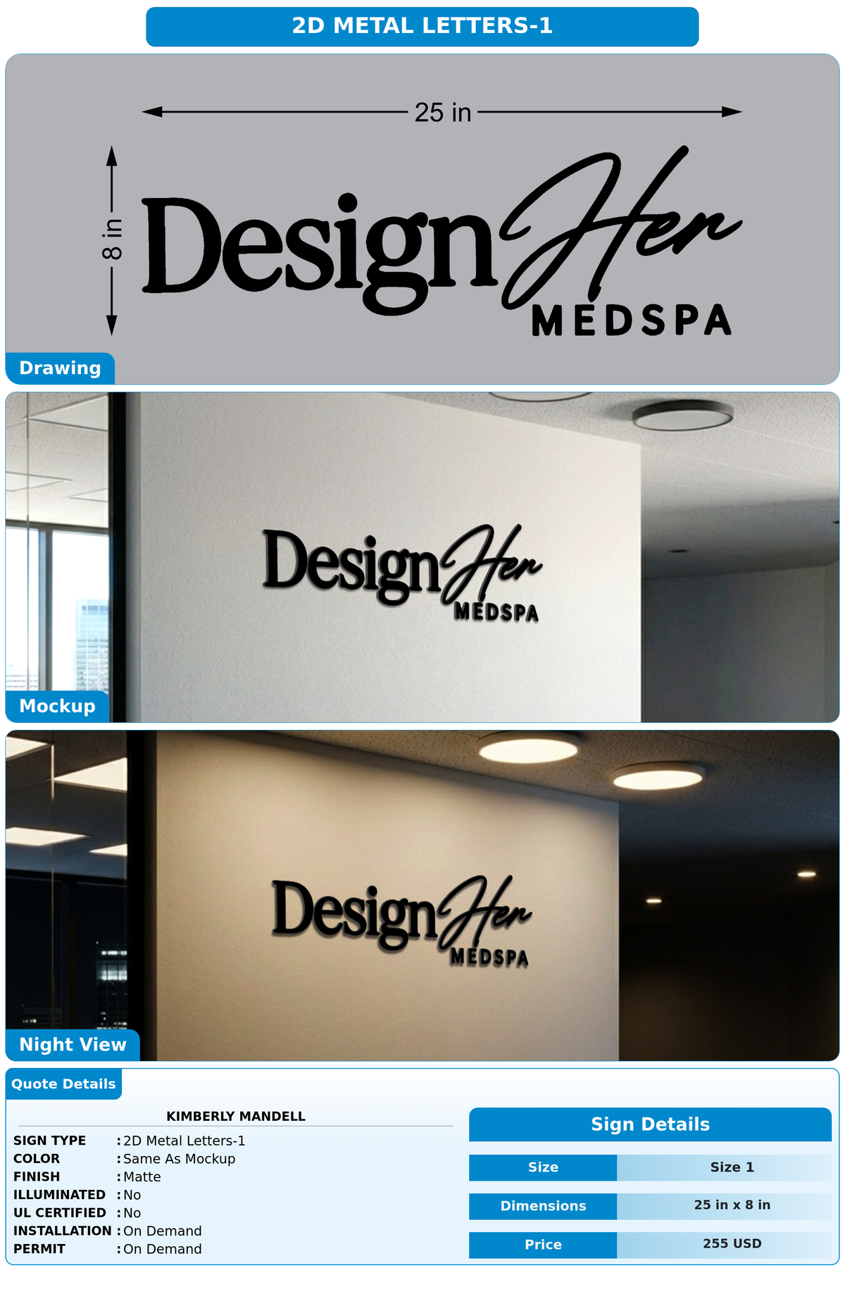 CUSTOM MOCKUP SIGN FOR Kimberly Mandell