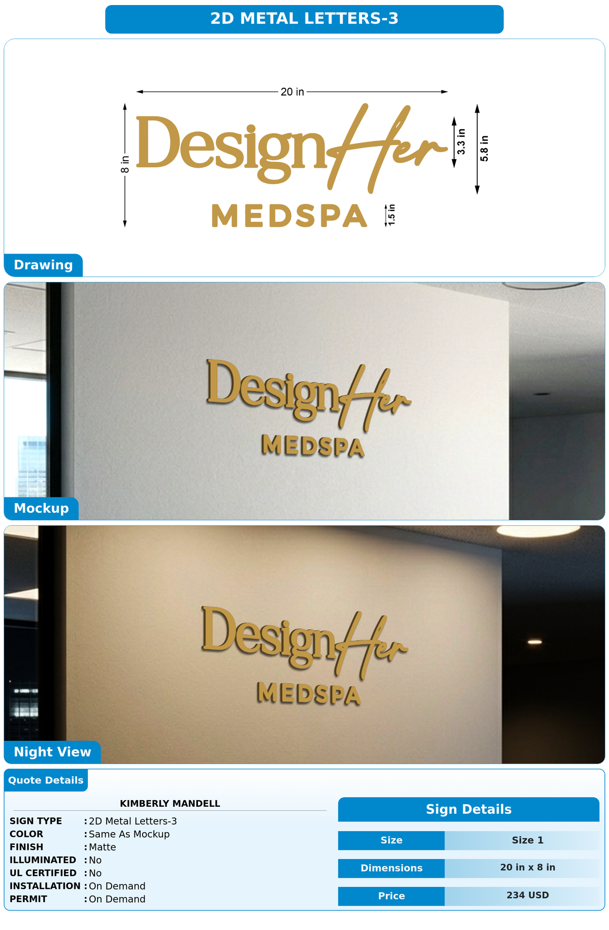 CUSTOM MOCKUP SIGN FOR Kimberly Mandell
