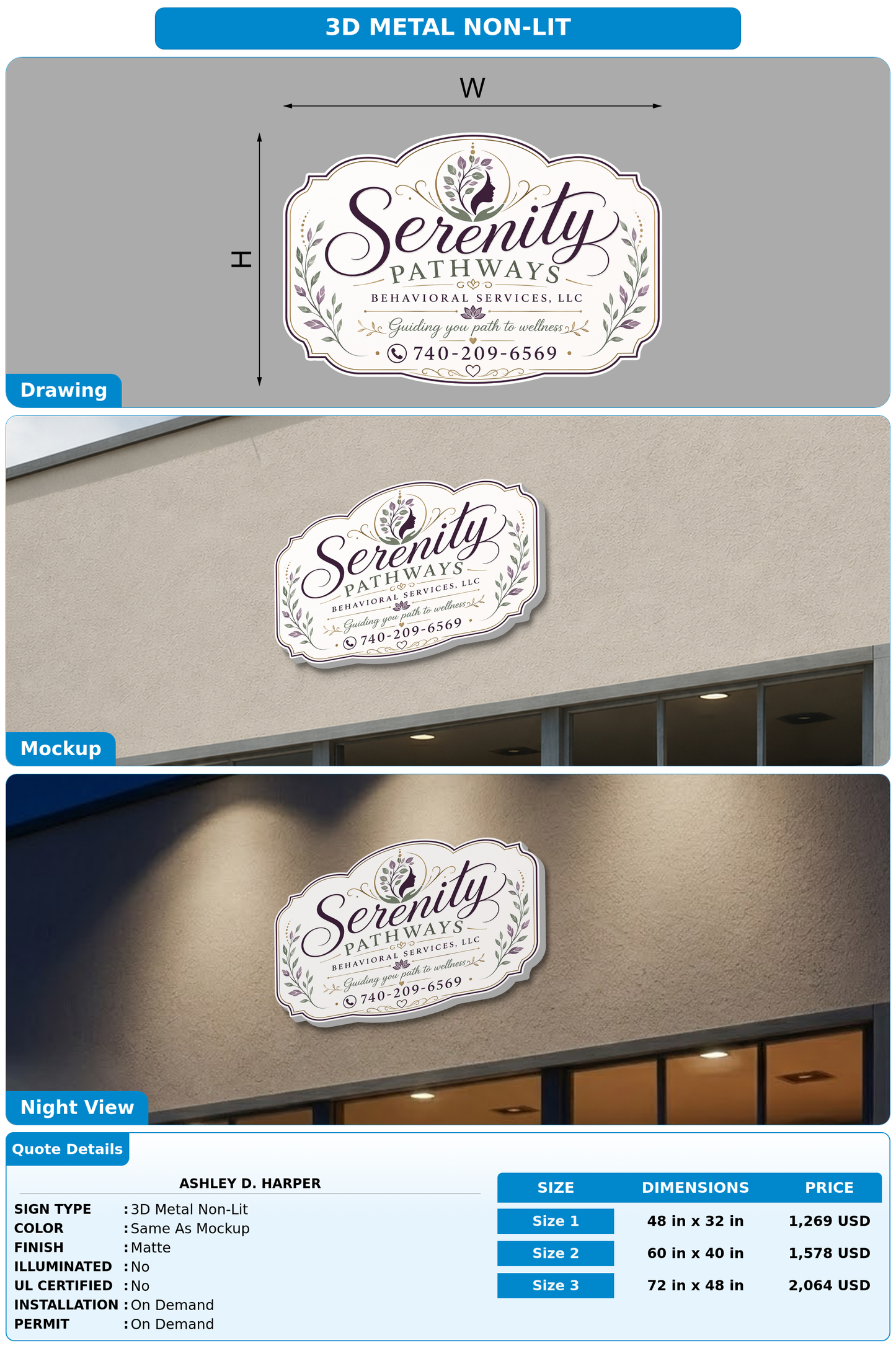 CUSTOM MOCKUP SIGN FOR Ashley D. Harper