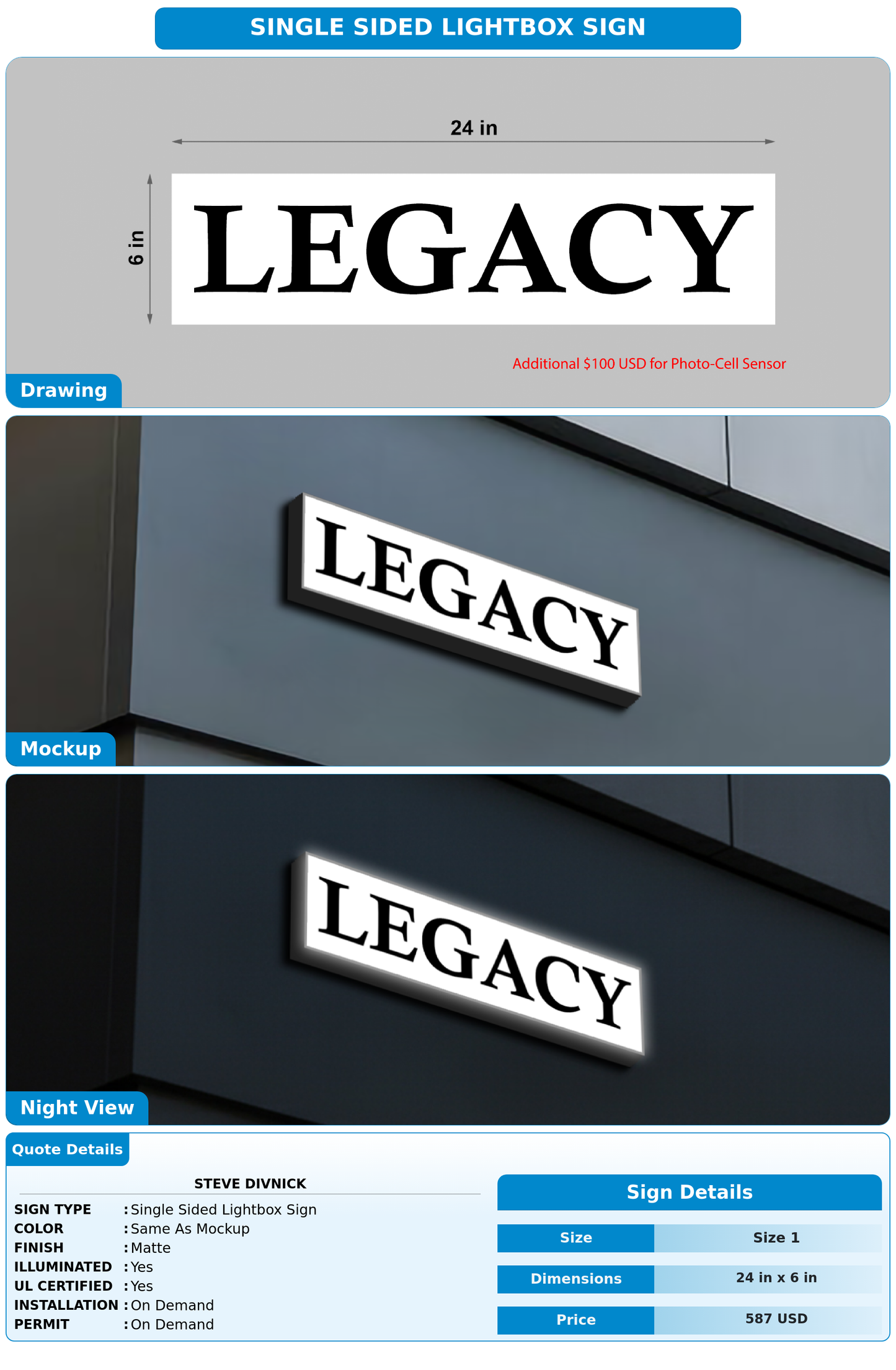 CUSTOM MOCKUP SIGN FOR Steve Divnick