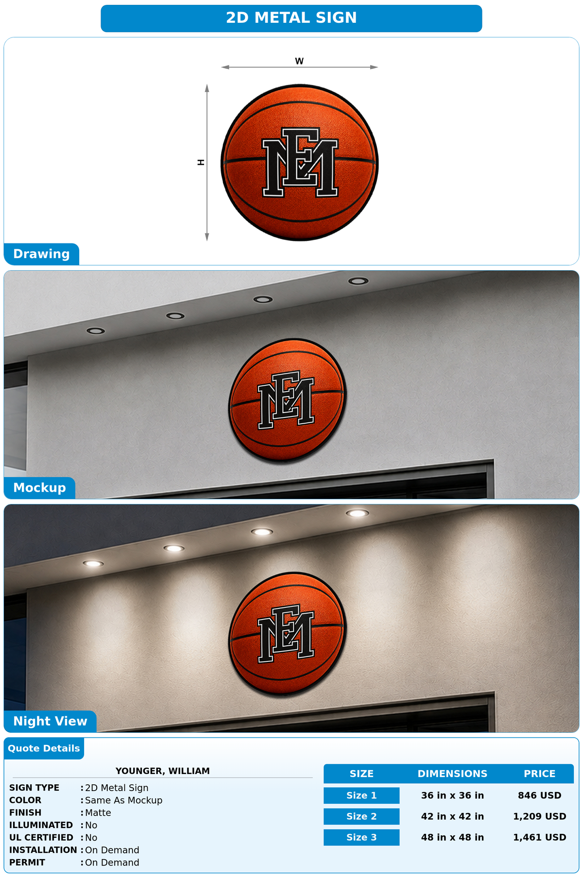 CUSTOM MOCKUP SIGN FOR YOUNGER, WILLIAM