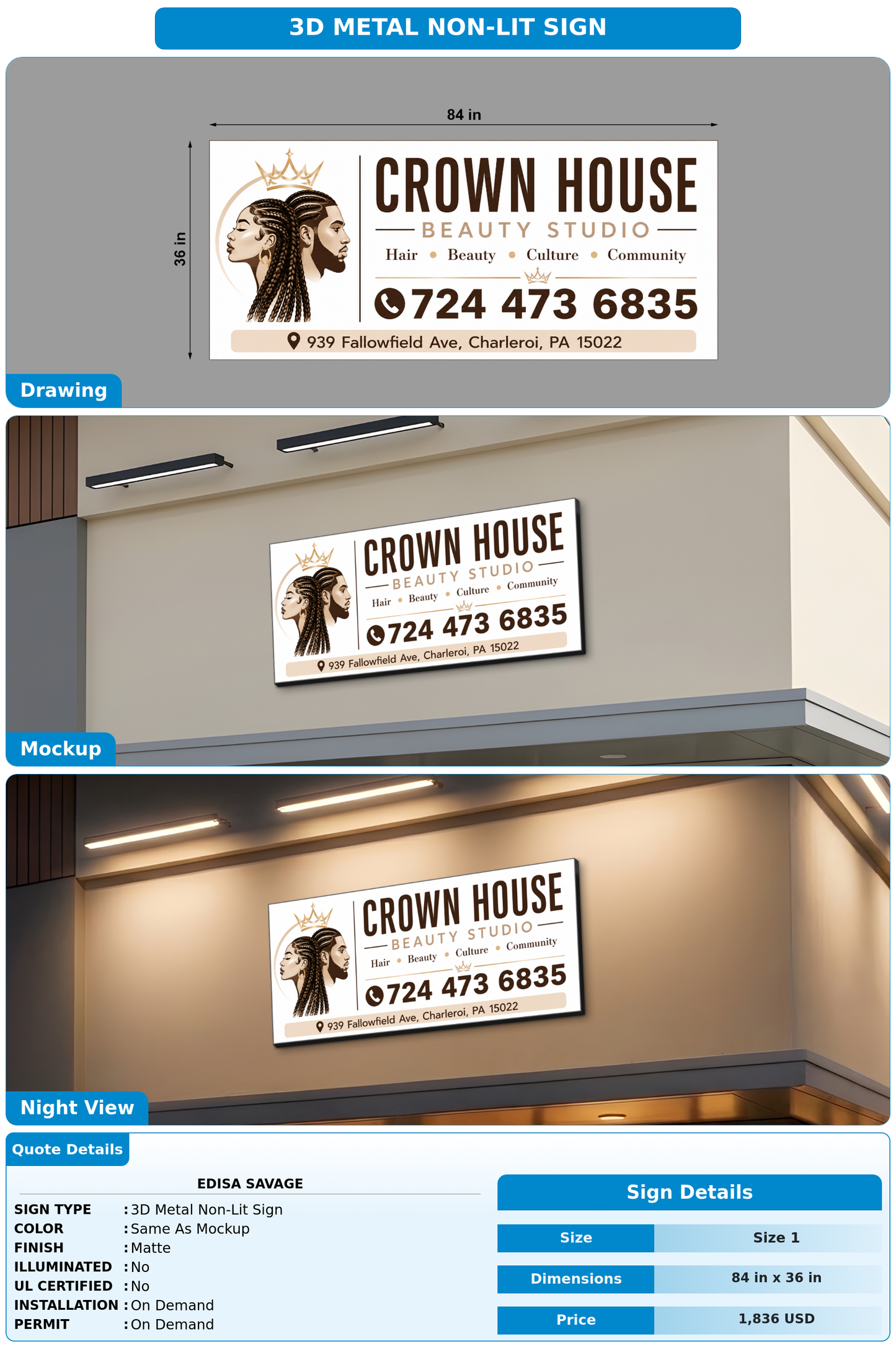CUSTOM MOCKUP SIGN FOR Edisa Savage