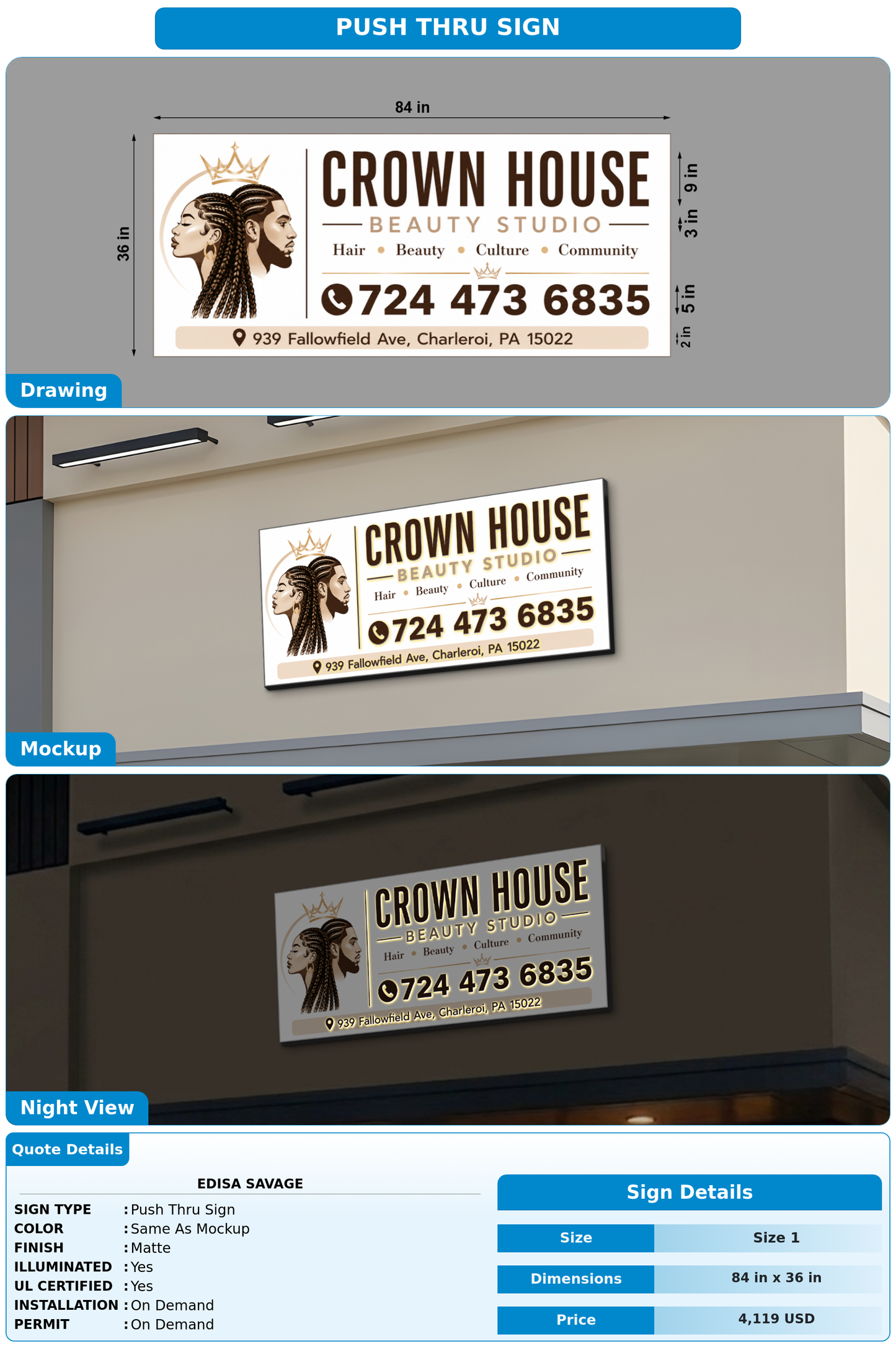CUSTOM MOCKUP SIGN FOR Edisa Savage