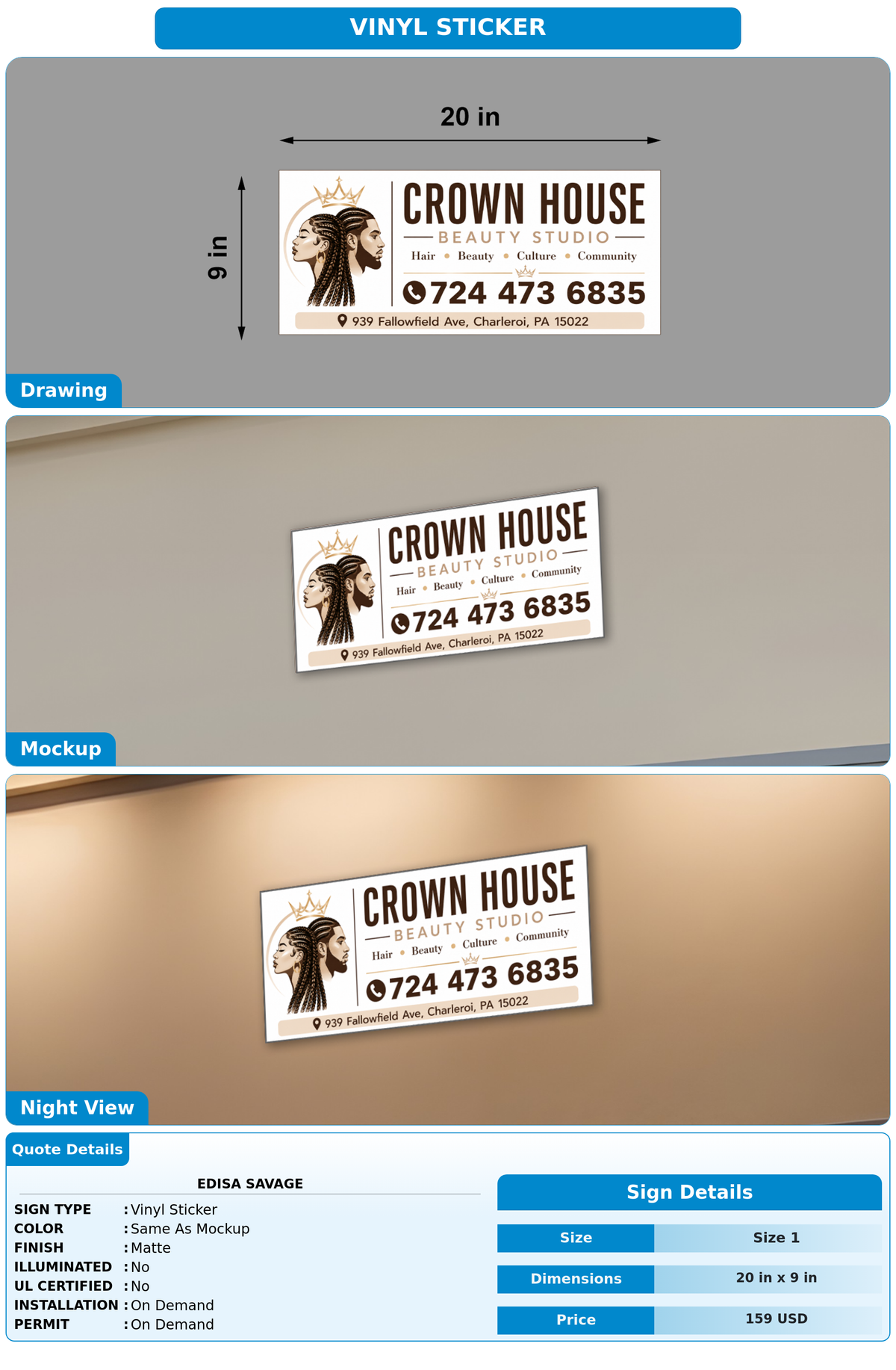 CUSTOM MOCKUP SIGN FOR Edisa Savage