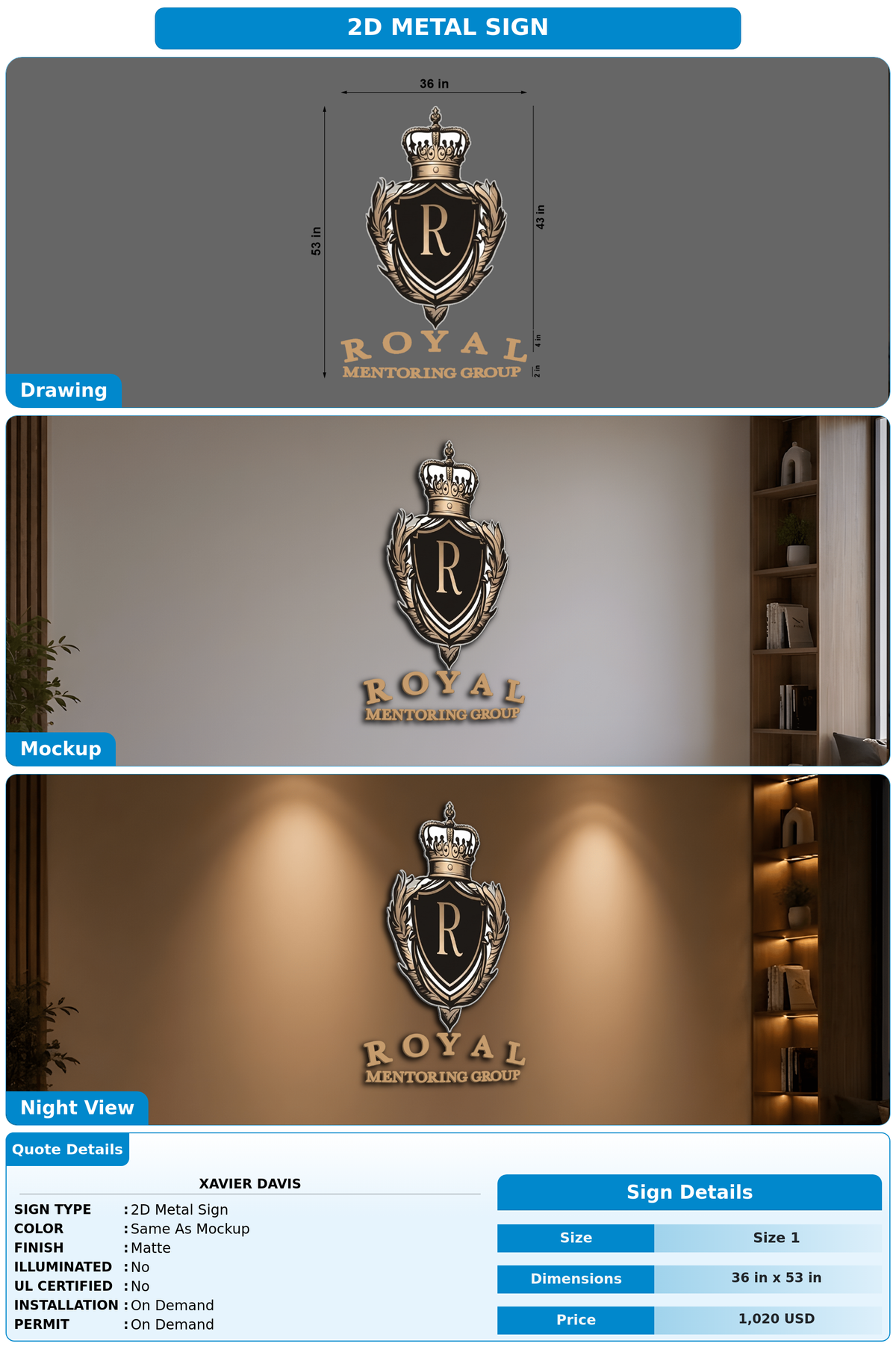 CUSTOM MOCKUP SIGN FOR Xavier Davis