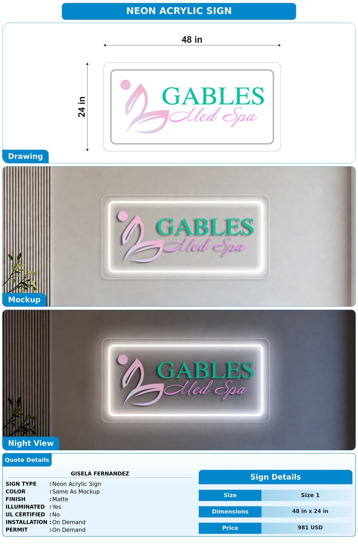 CUSTOM MOCKUP SIGN FOR Gisela Fernandez
