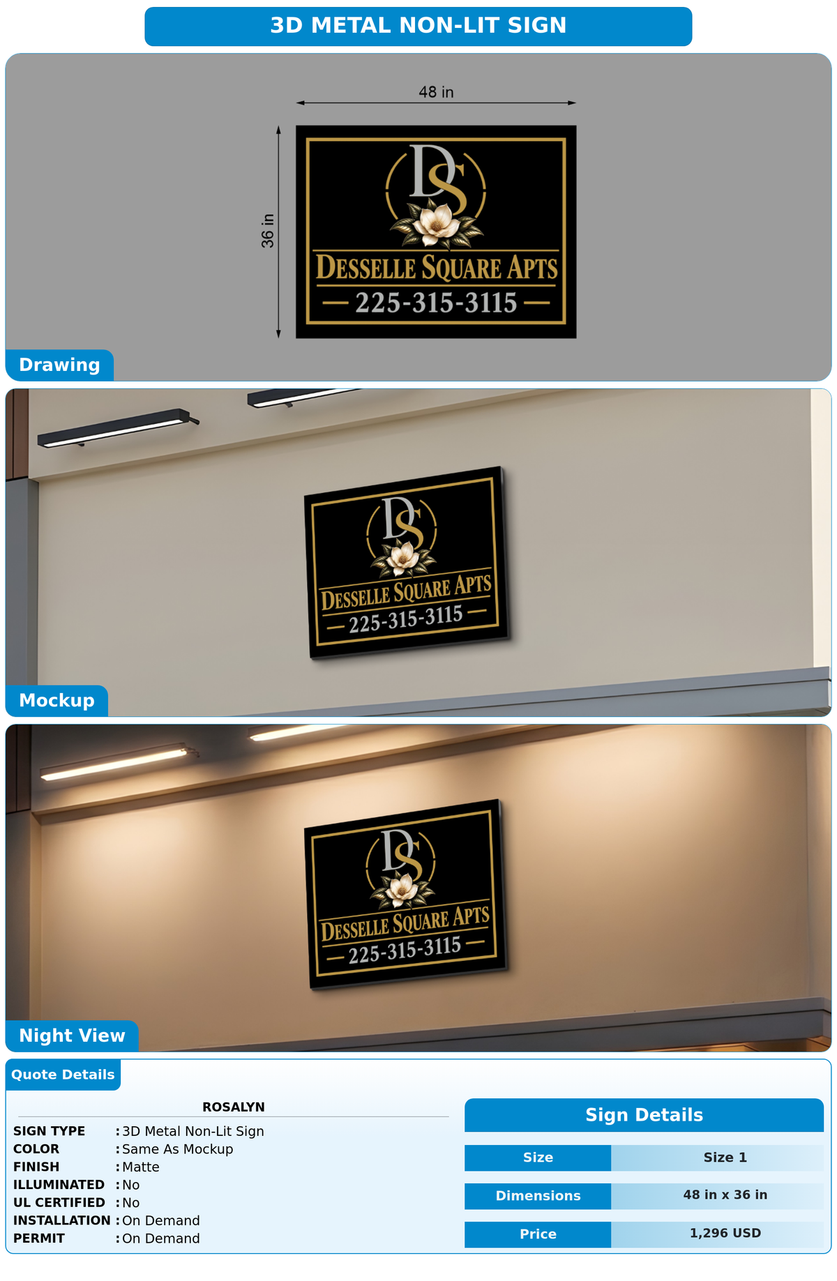 CUSTOM MOCKUP SIGN FOR Rosalyn