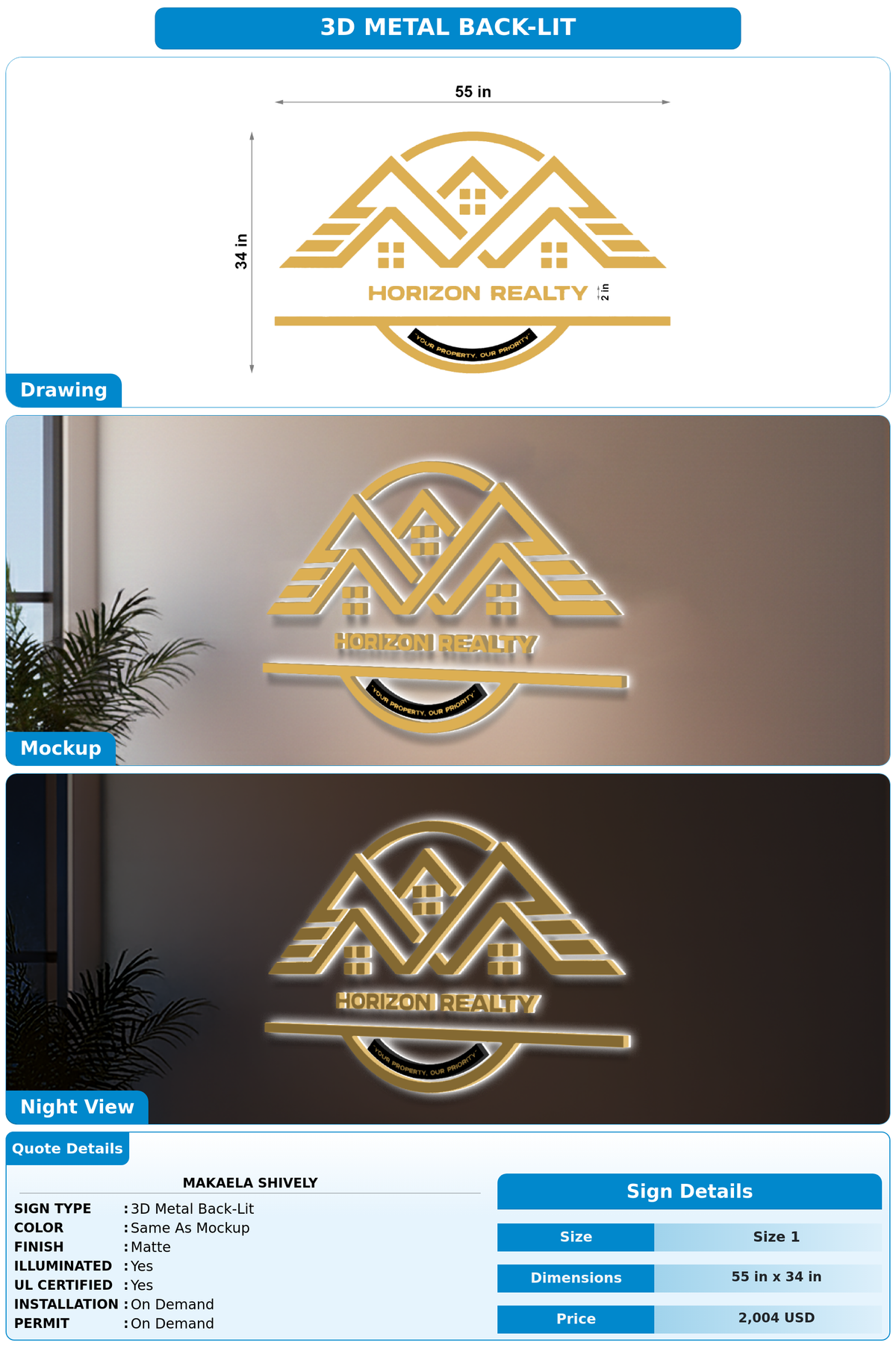 CUSTOM MOCKUP SIGN FOR Makaela Shively