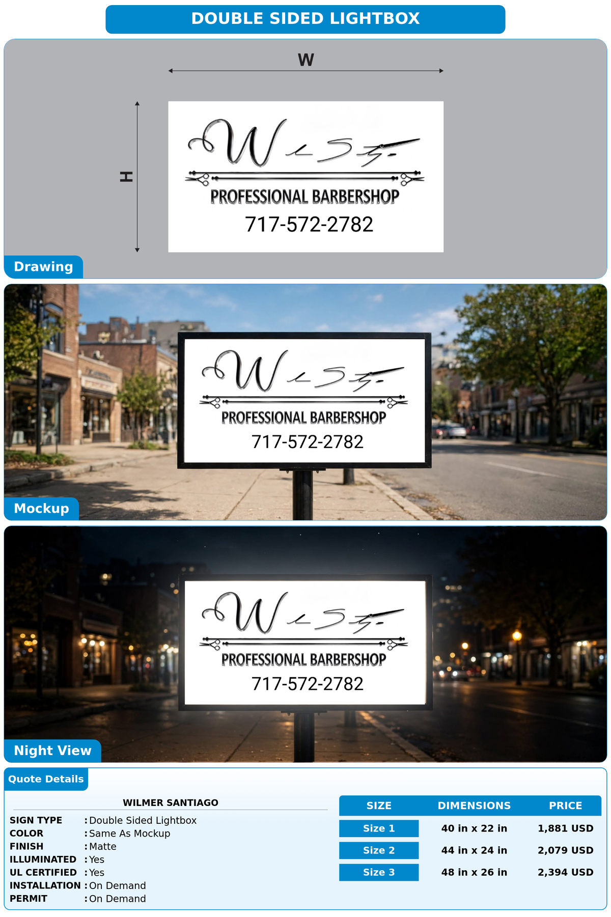 CUSTOM MOCKUP SIGN FOR Wilmer Santiago