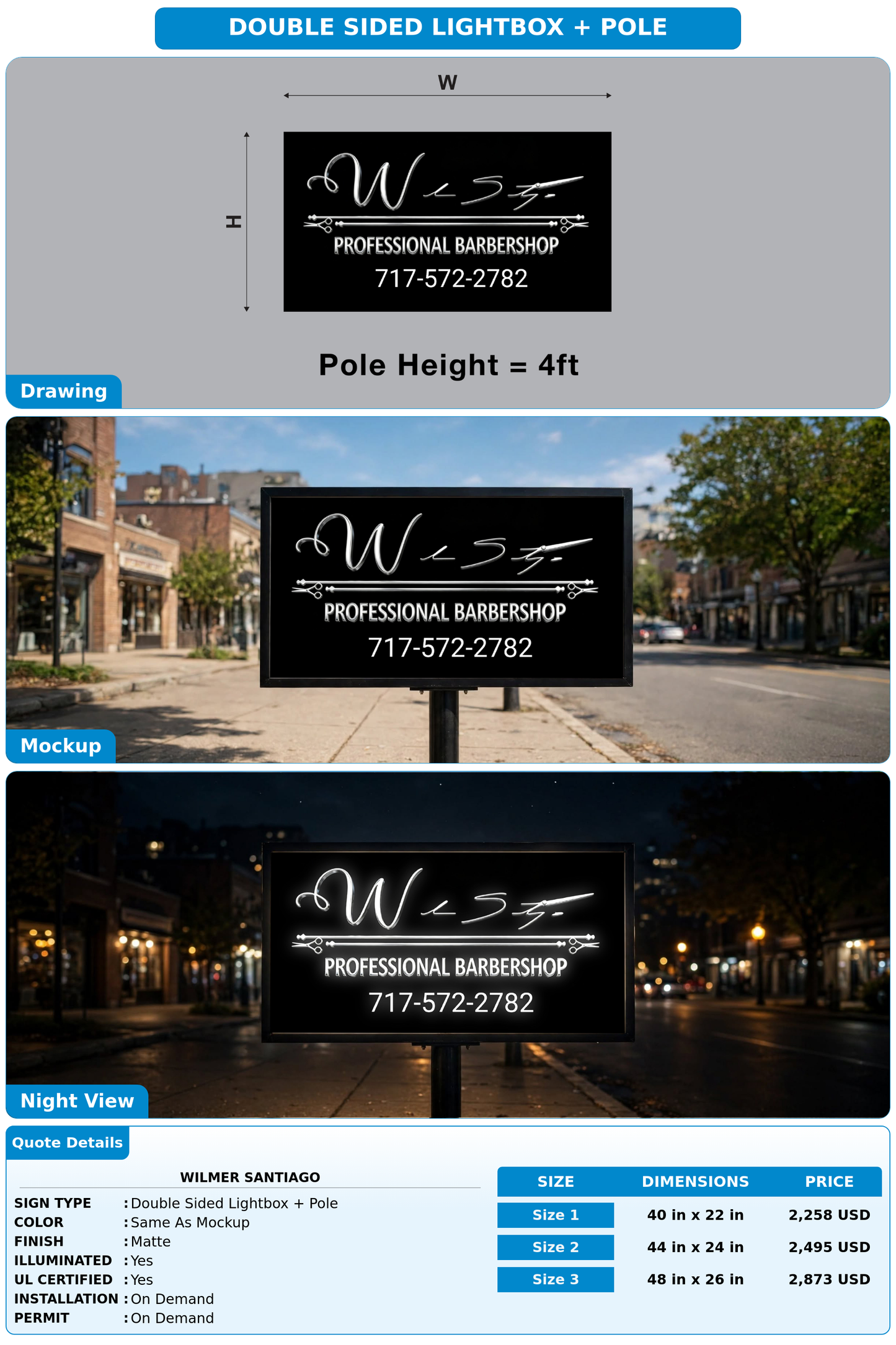 CUSTOM MOCKUP SIGN FOR Wilmer Santiago