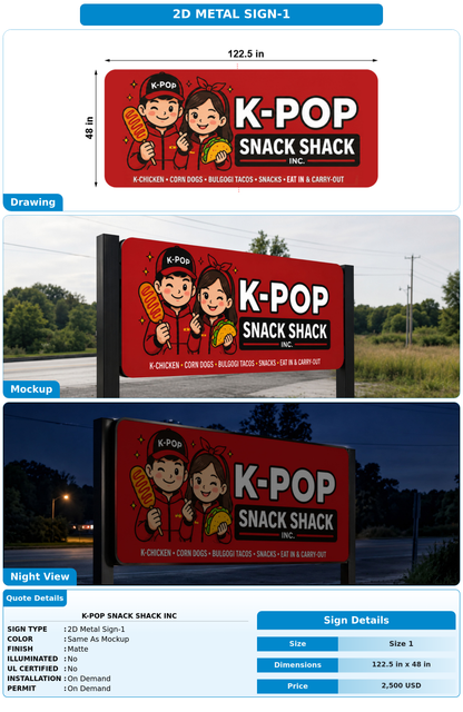 CUSTOM MOCKUP SIGN FOR K-Pop Snack Shack Inc