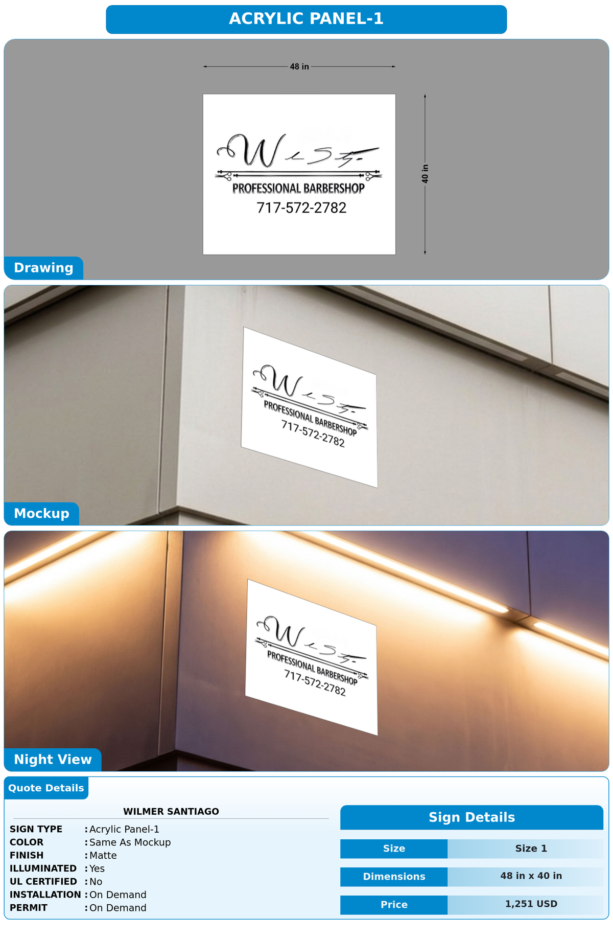 CUSTOM MOCKUP SIGN FOR Wilmer Santiago