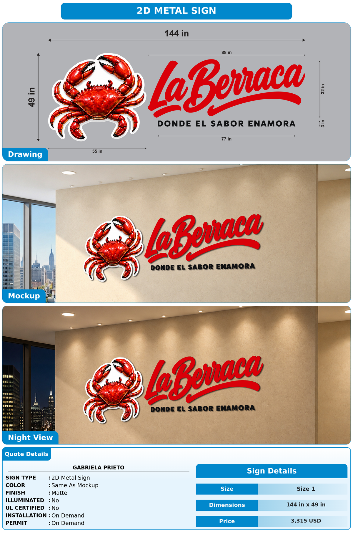 CUSTOM MOCKUP SIGN FOR gabriela Prieto