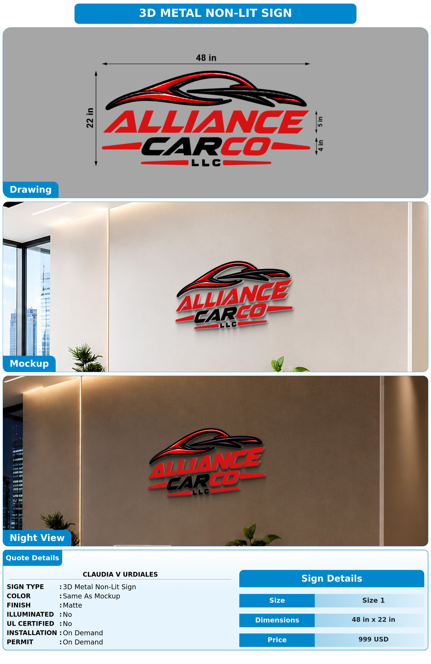 CUSTOM MOCKUP SIGN FOR Claudia V Urdiales