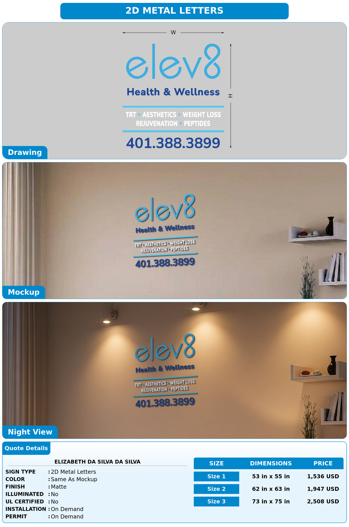 CUSTOM MOCKUP SIGN FOR Elizabeth Da silva Da Silva