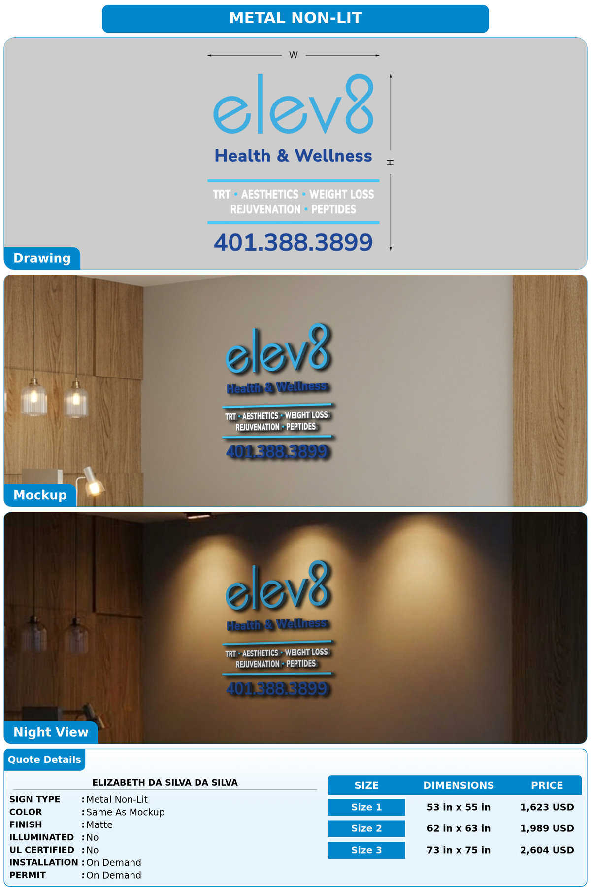CUSTOM MOCKUP SIGN FOR Elizabeth Da silva Da Silva